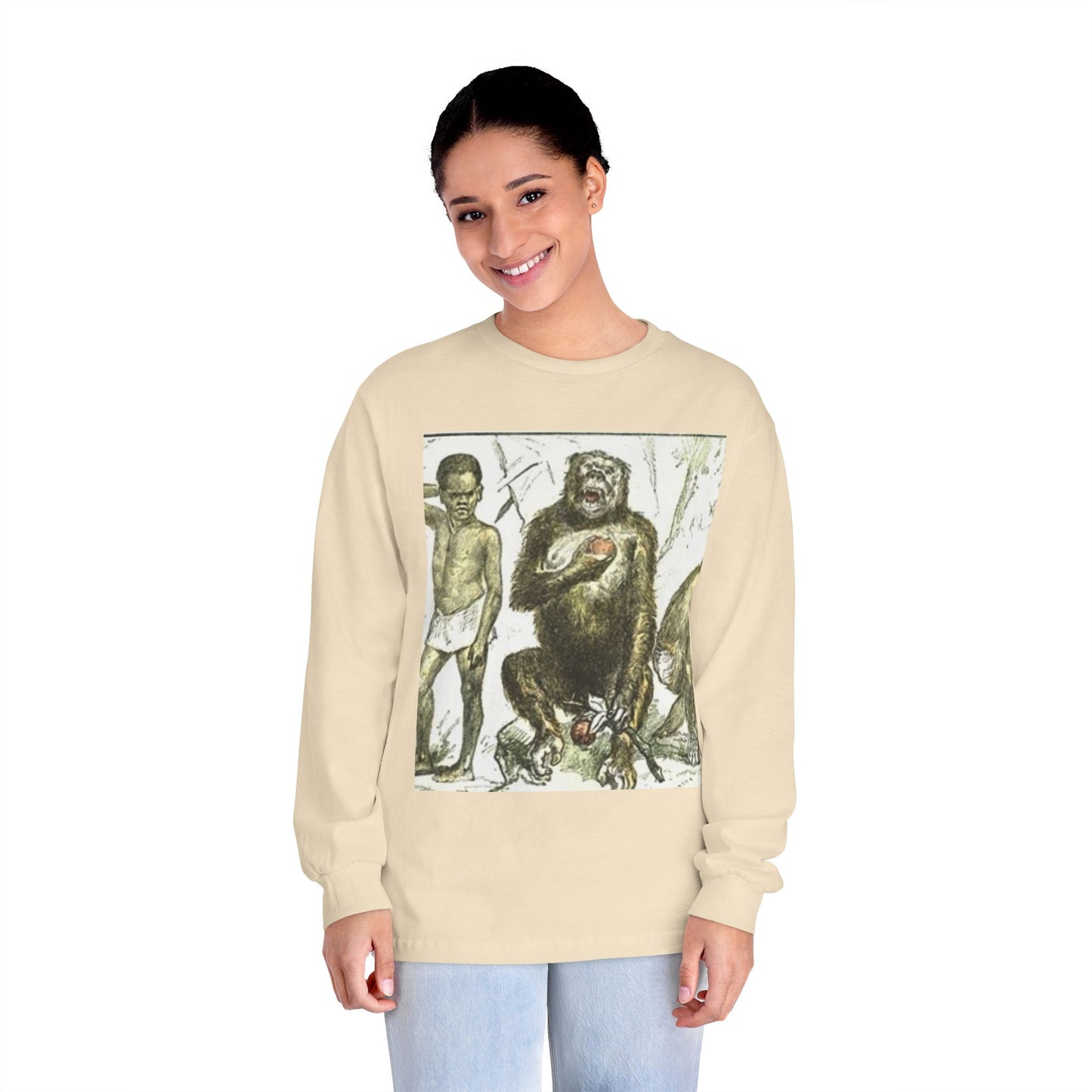 Artistic Long Sleeve T-Shirt - Unique Vintage Animal Illustration