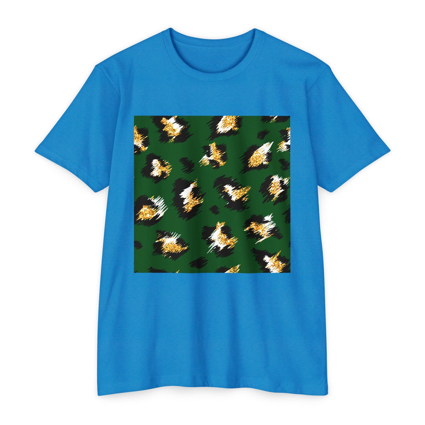 Unisex CVC Jersey T-Shirt - Vibrant Green Animal Print