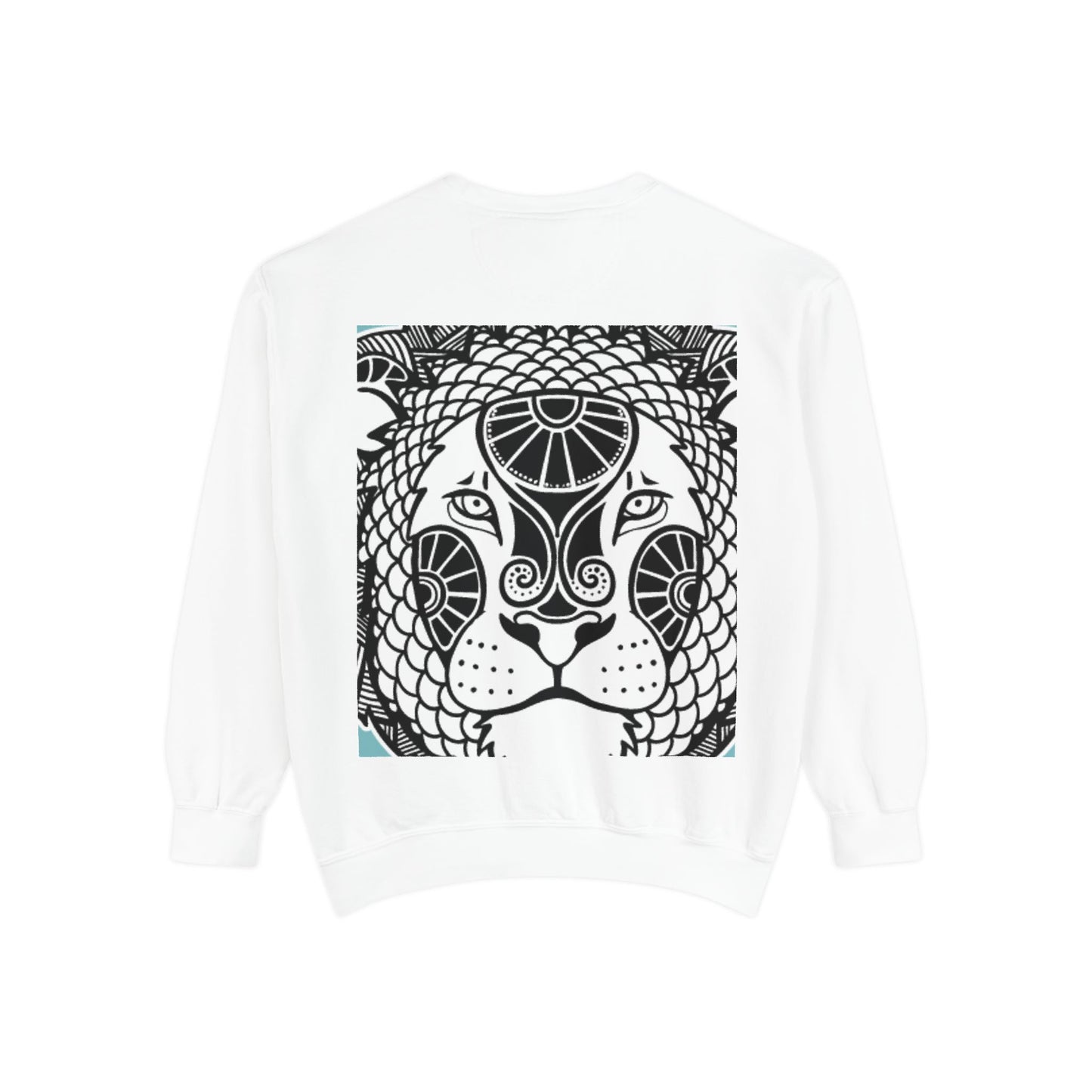 Bohemian Lion Unisex Garment-Dyed Sweatshirt - Cozy & Stylish Animal Graphic Tee for Nature Lovers