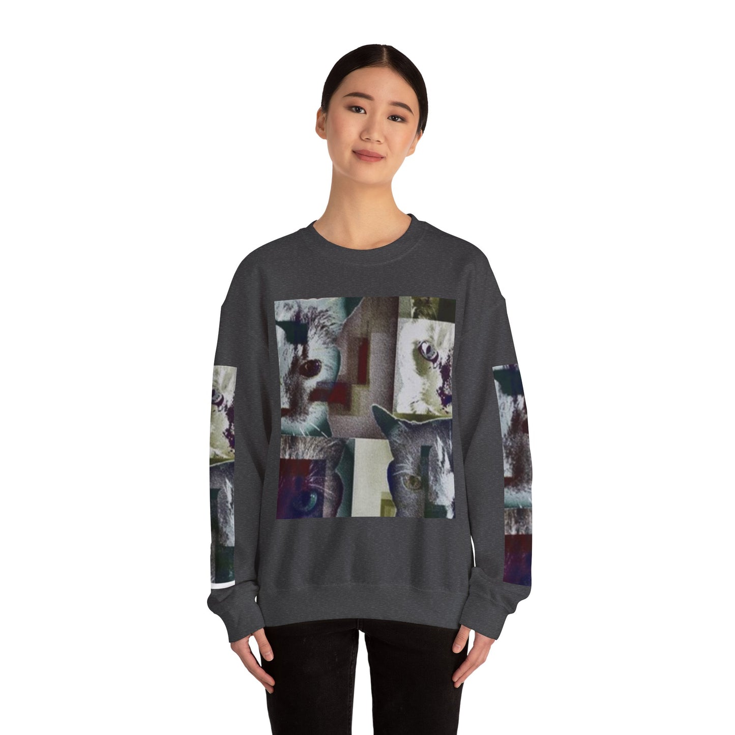 Cozy Cat Lover Crewneck Sweatshirt - Artistic Feline Design
