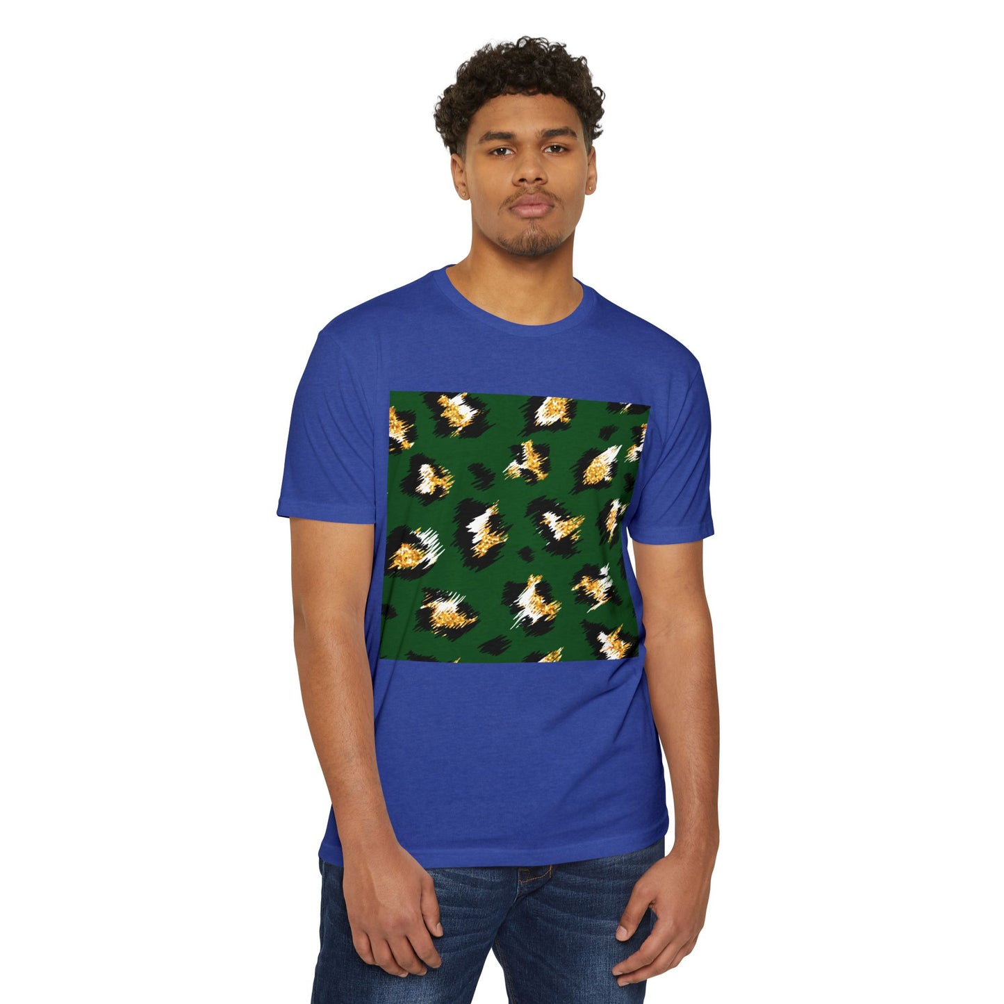Unisex CVC Jersey T-Shirt - Vibrant Green Animal Print