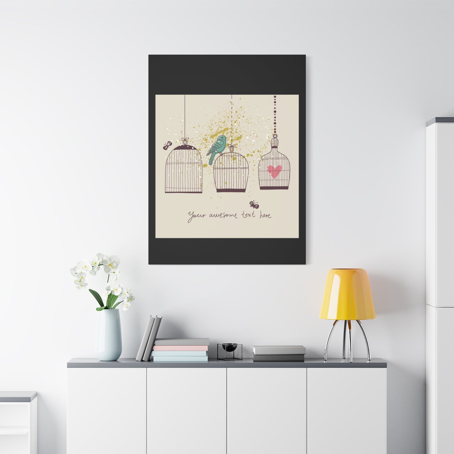 Whimsical Birdcage Canvas Wall Art - Personalized Home Decor