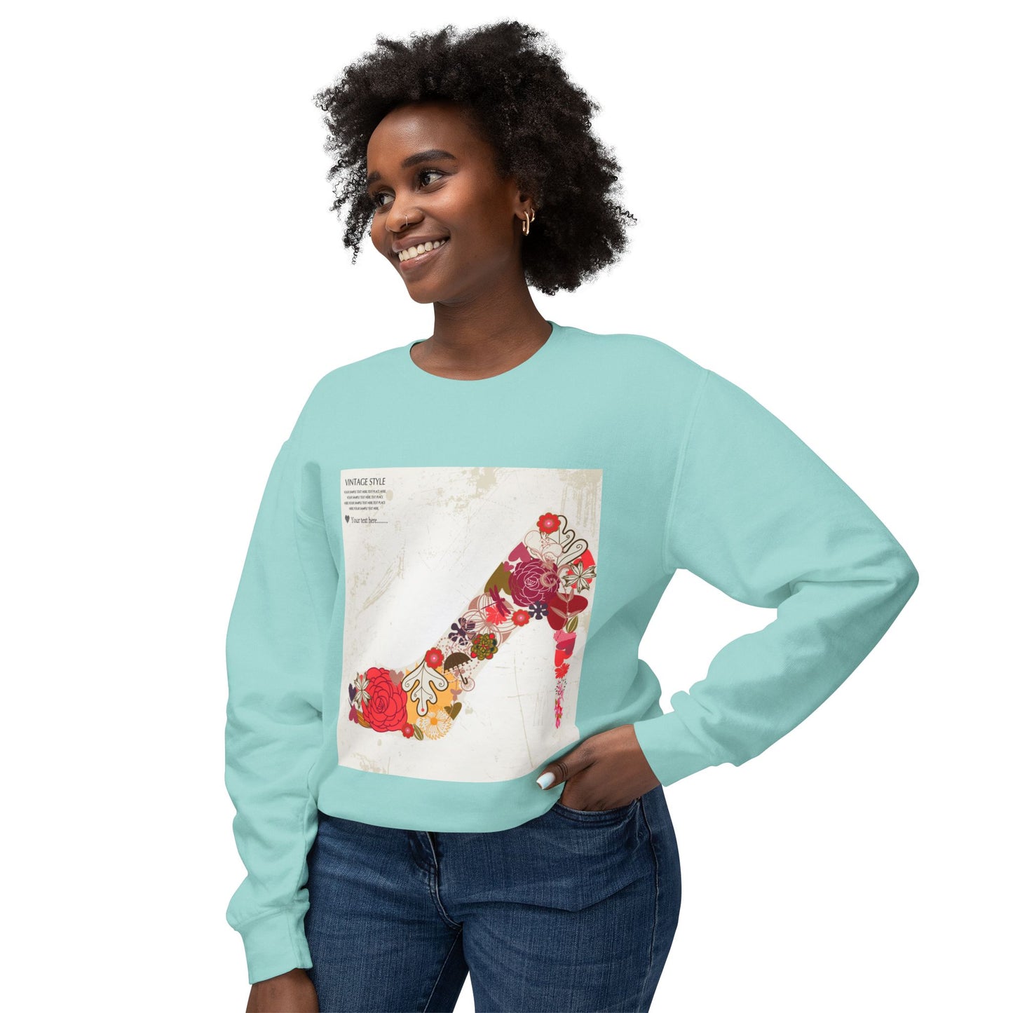 Vintage Floral High Heel Unisex Crewneck Sweatshirt | Stylish & Comfortable