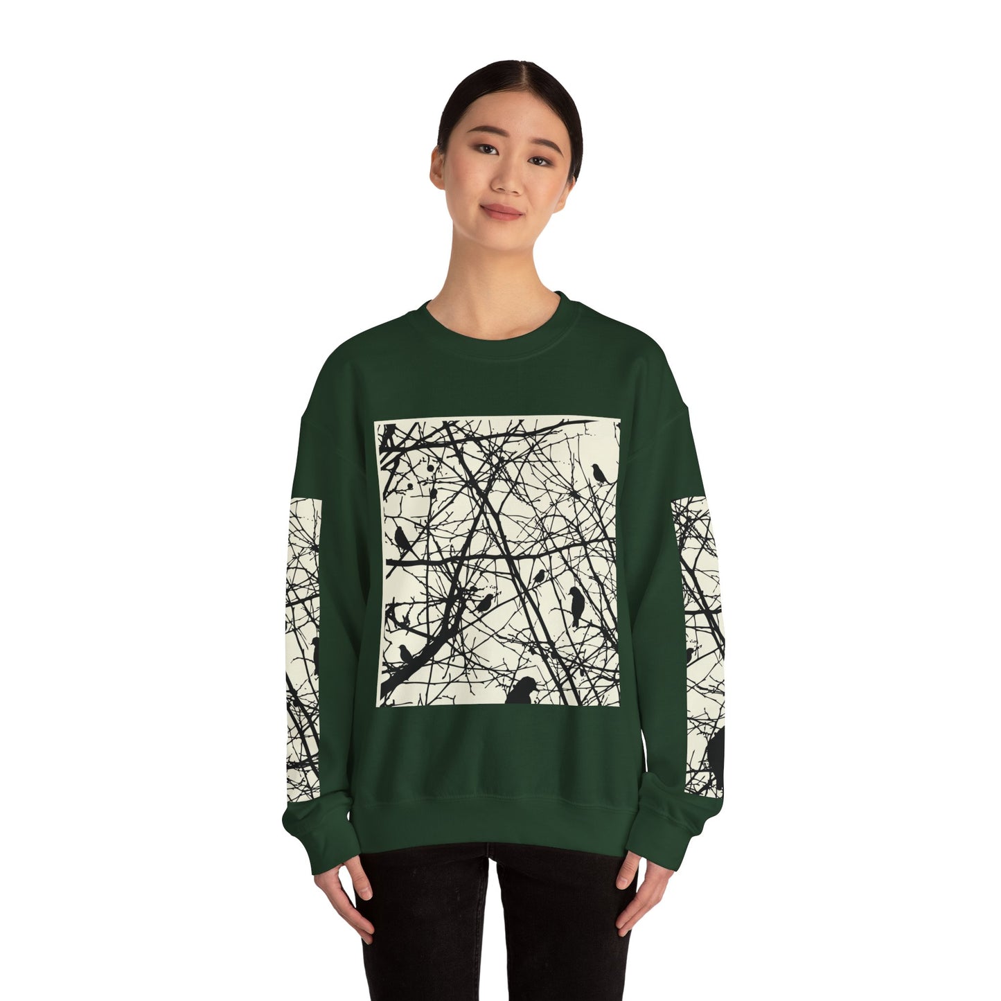 Nature-Inspired Unisex Crewneck Sweatshirt with Bird Print
