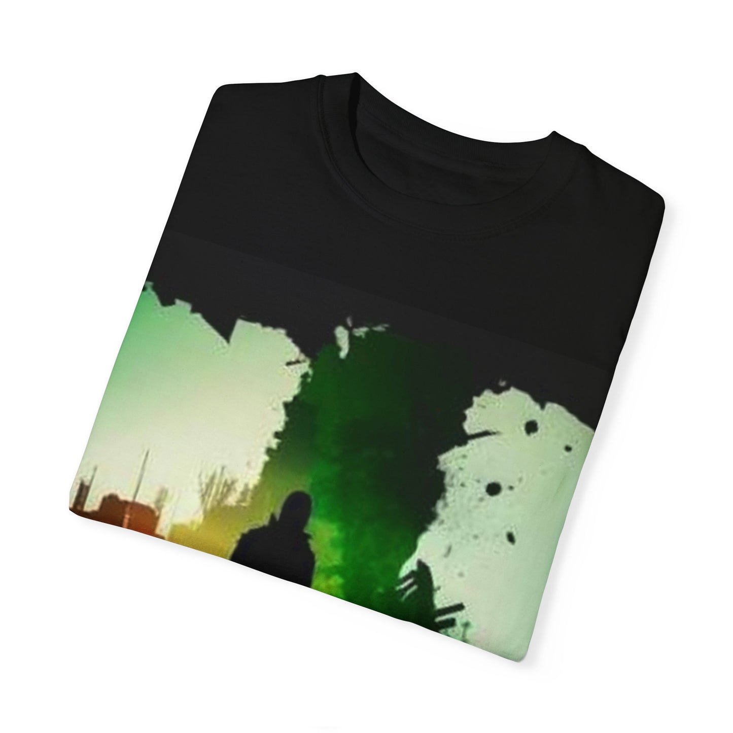 Vintage-Inspired Unisex Garment-Dyed T-Shirt with Artistic Print