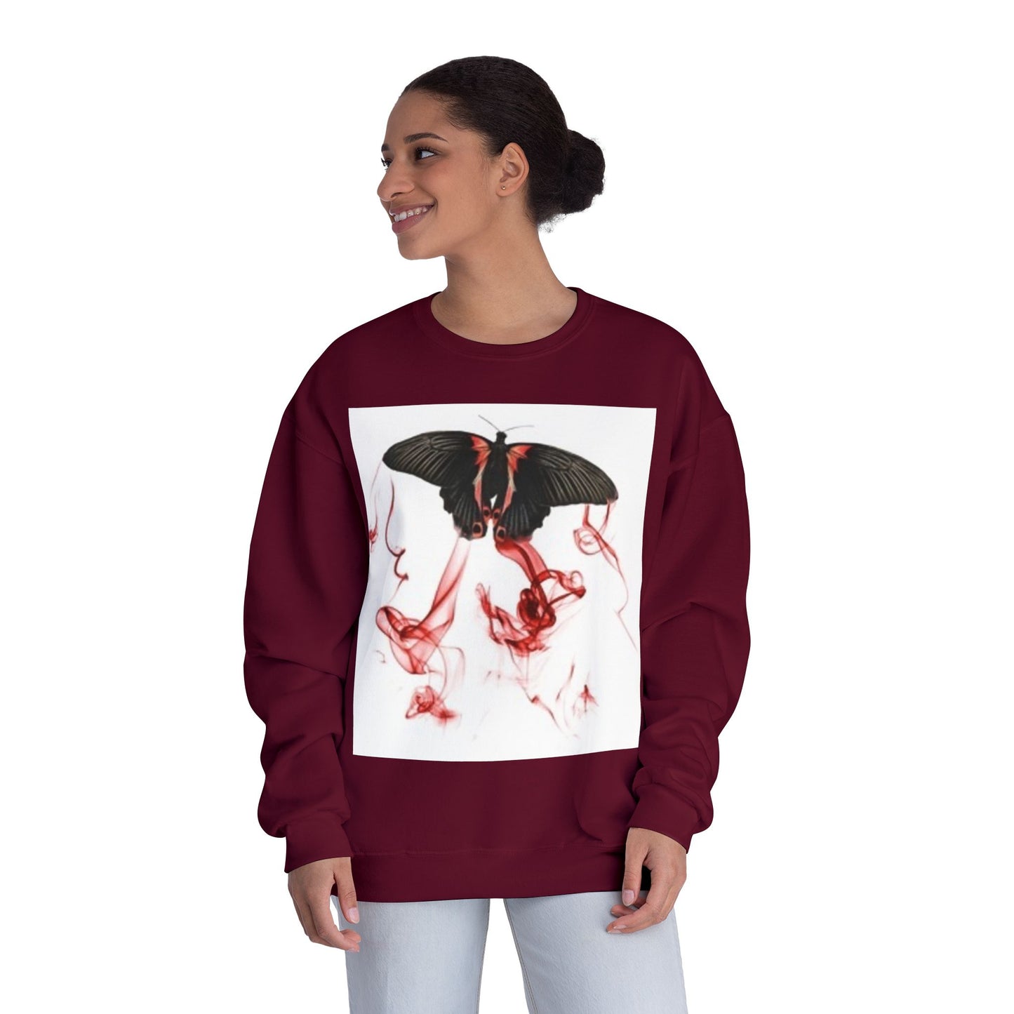 Unisex Crewneck Sweatshirt with Artistic Butterfly Design – Perfect for Fall Style & Gifts