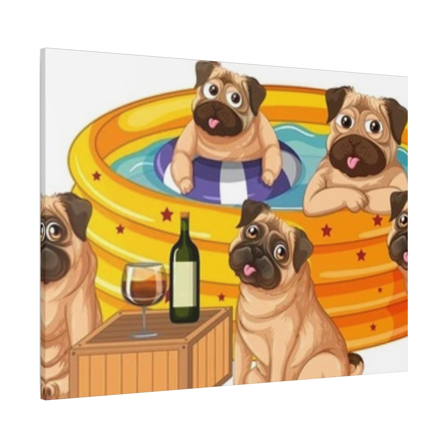 Pug Pool Party Canvas Art - Fun Pet Decor