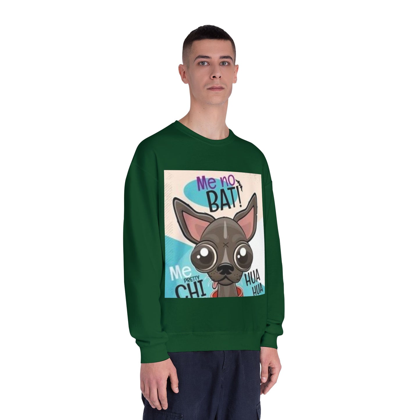 Funny Dog Lover Sweatshirt – "Me no BAT!" Unisex Crewneck