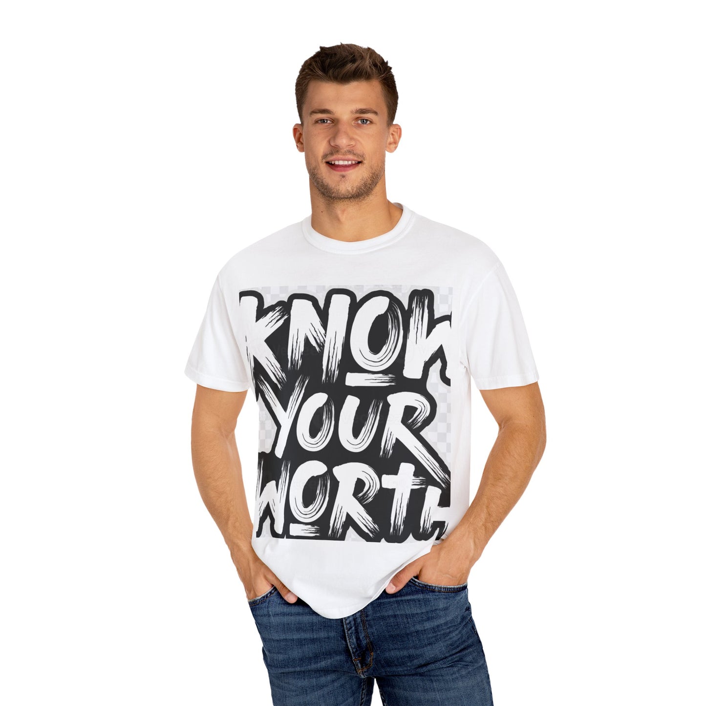 Know Your Worth Unisex Garment-Dyed T-Shirt