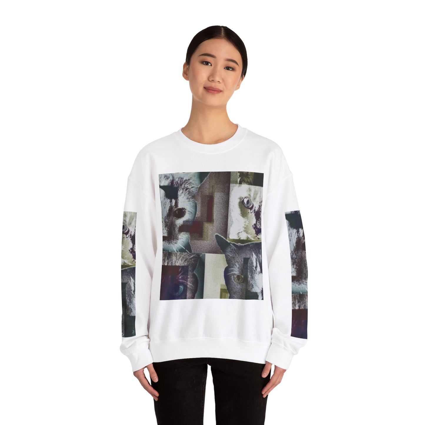 Cozy Cat Lover Crewneck Sweatshirt - Artistic Feline Design