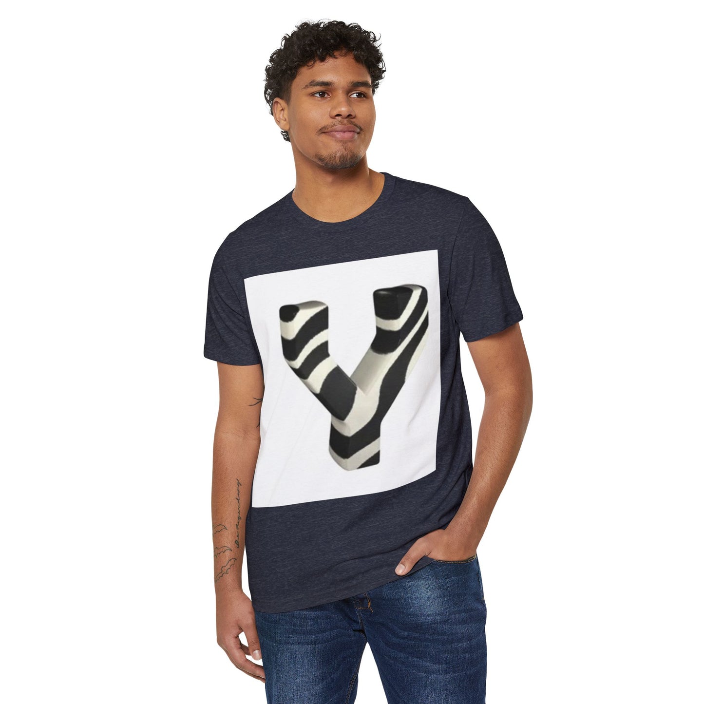 Eco-Friendly Unisex T-Shirt with Bold Zebra 'Y' Design