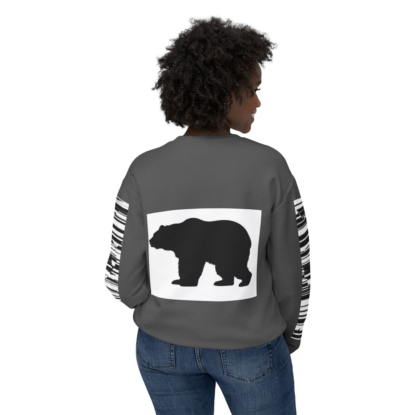 Stylish Bear Graphic Unisex Lightweight Crewneck Sweatshirt