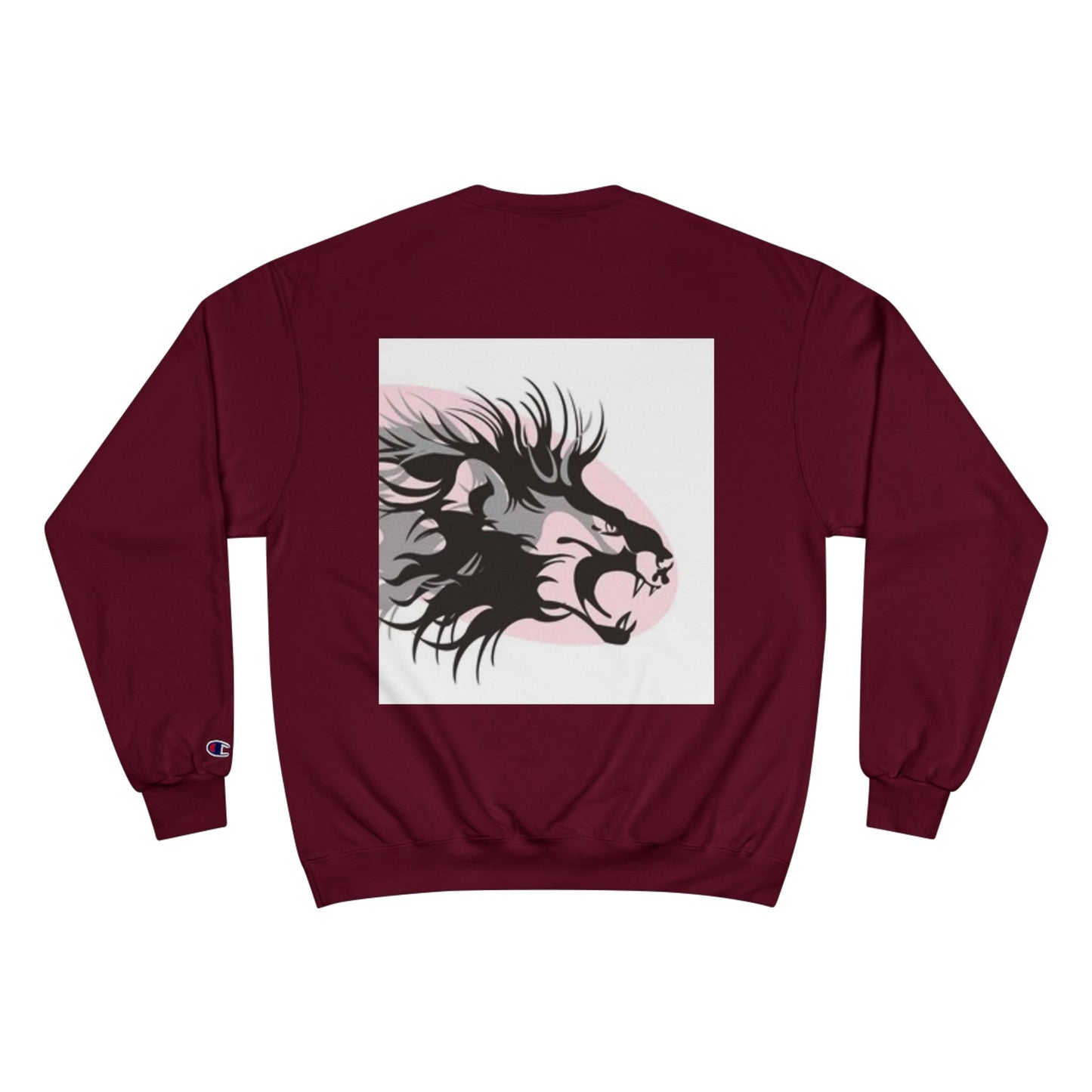 Fierce Lion Champion Sweatshirt - Bold Graphic, Unisex Casualwear