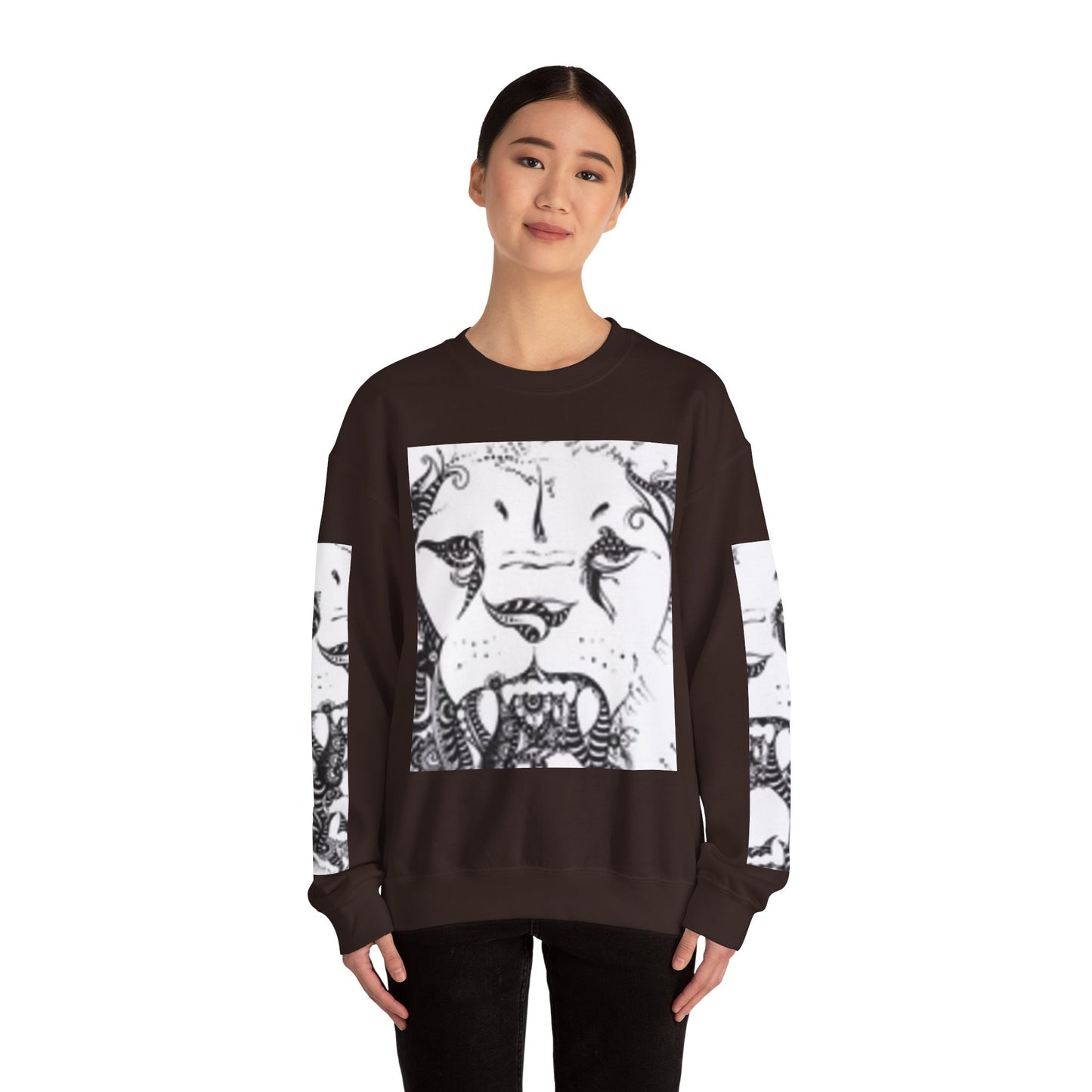 Wild Spirit Lion Graphic Crewneck Sweatshirt | Unisex Heavy Blend