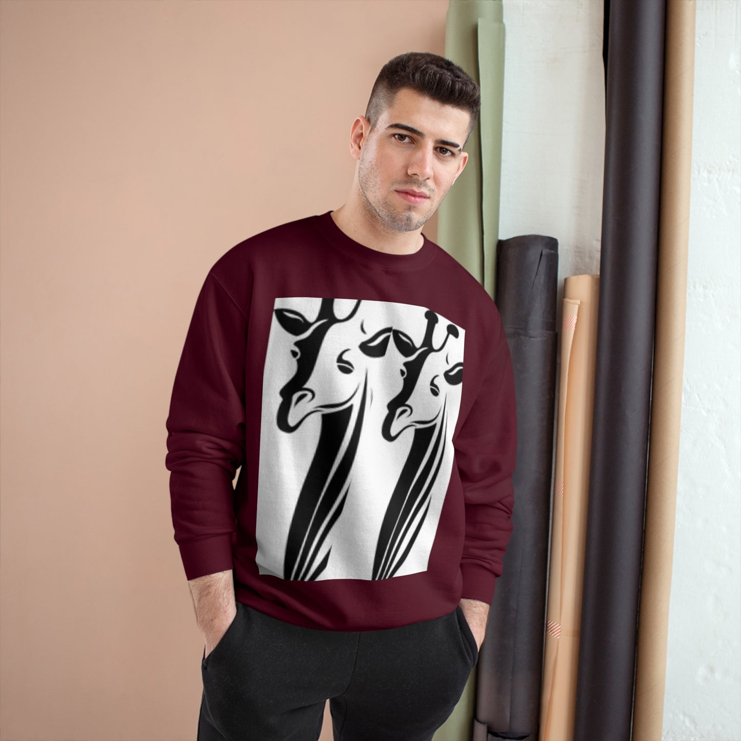 Giraffe Lovers Champion Sweatshirt - Cozy Wildlife Apparel