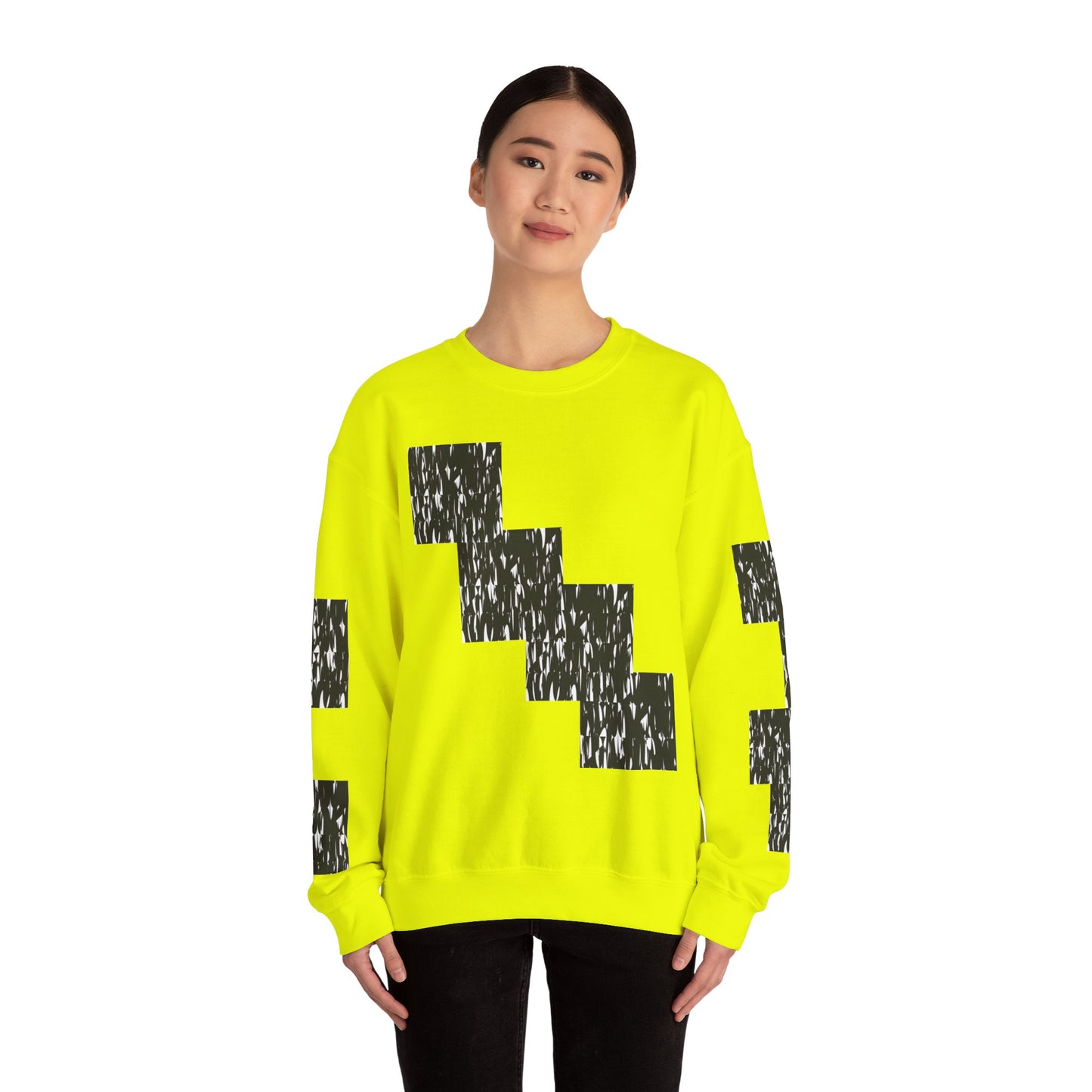 Trendy Graphic Crewneck Sweatshirt | Modern Abstract Black & White Design