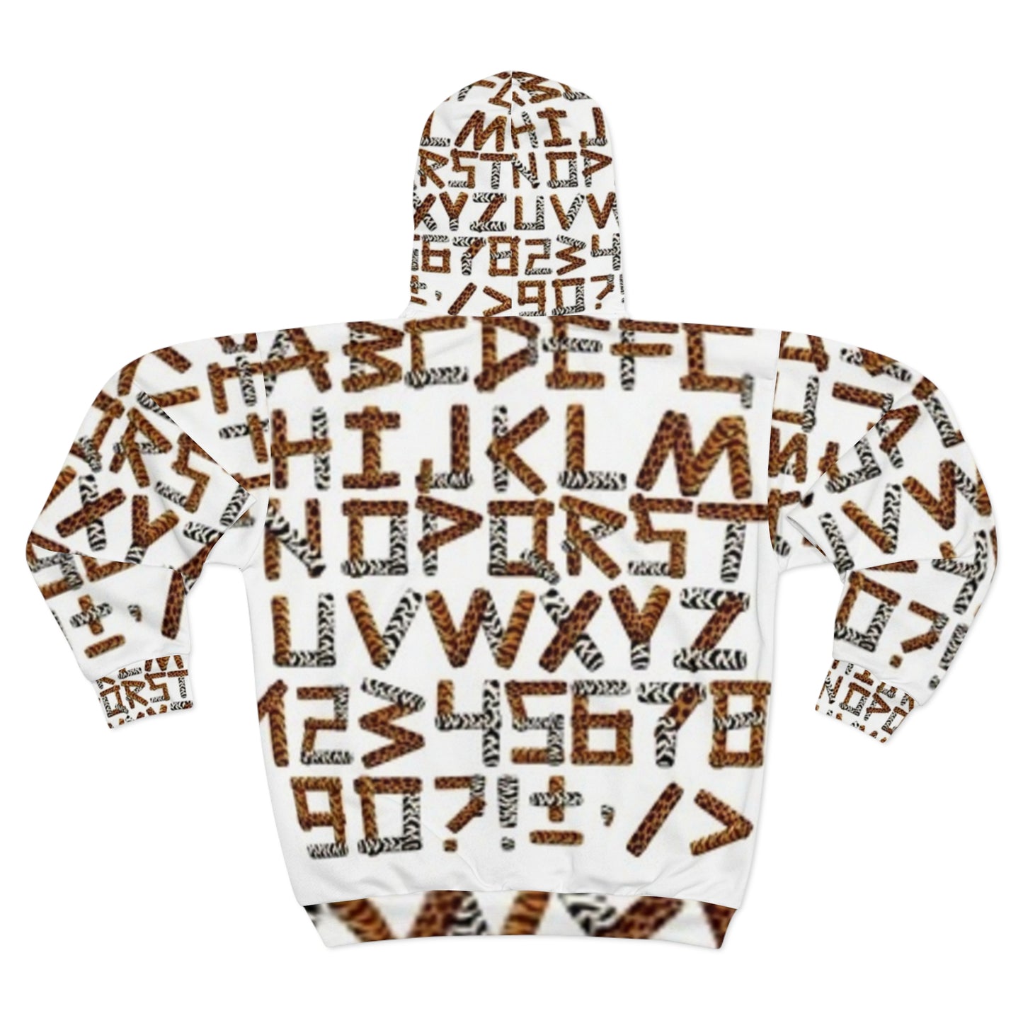 Safari-Inspired Unisex Zip Hoodie with Animal Print Letters