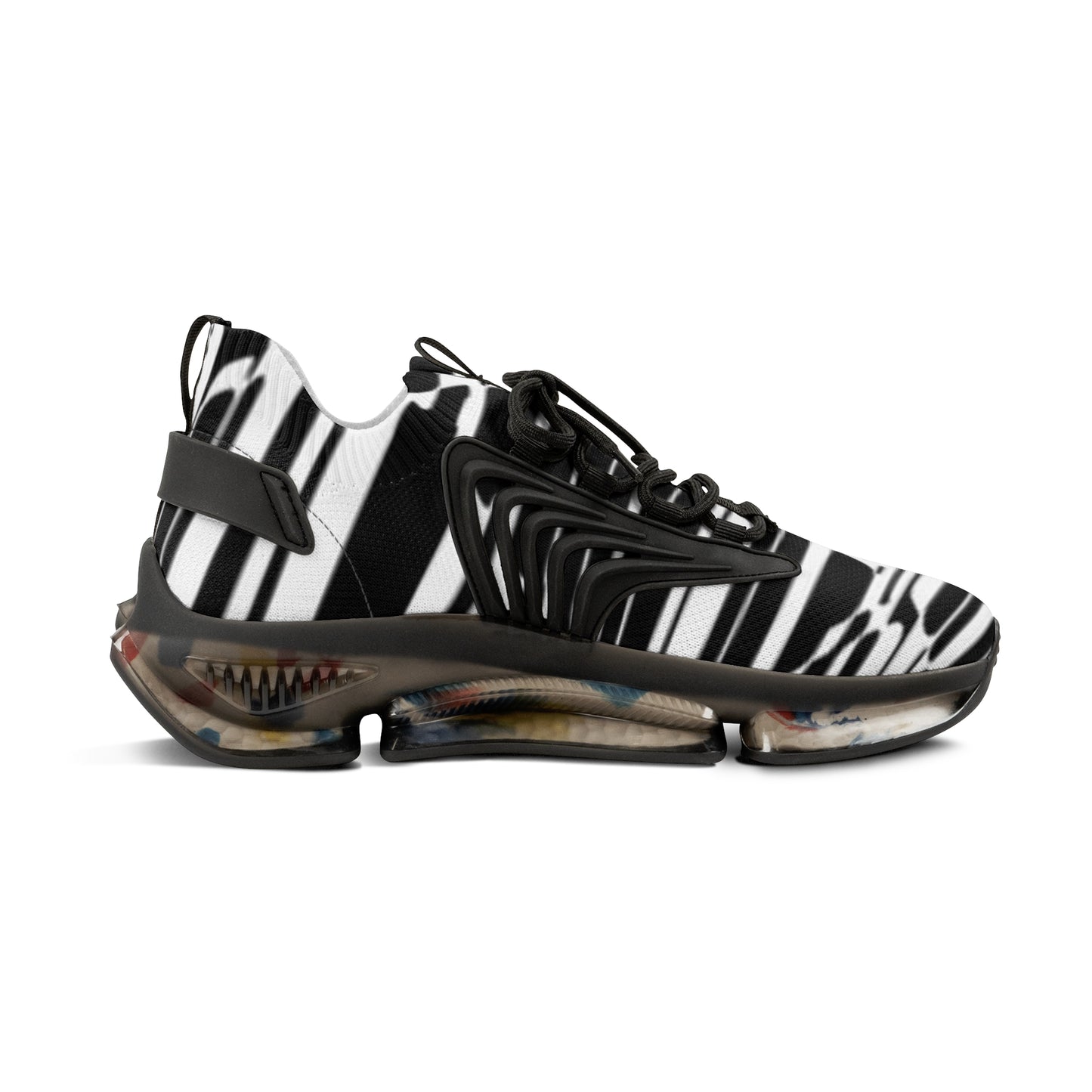 Men's Black and White Mesh Sneakers - Stylish Athletic Footwear