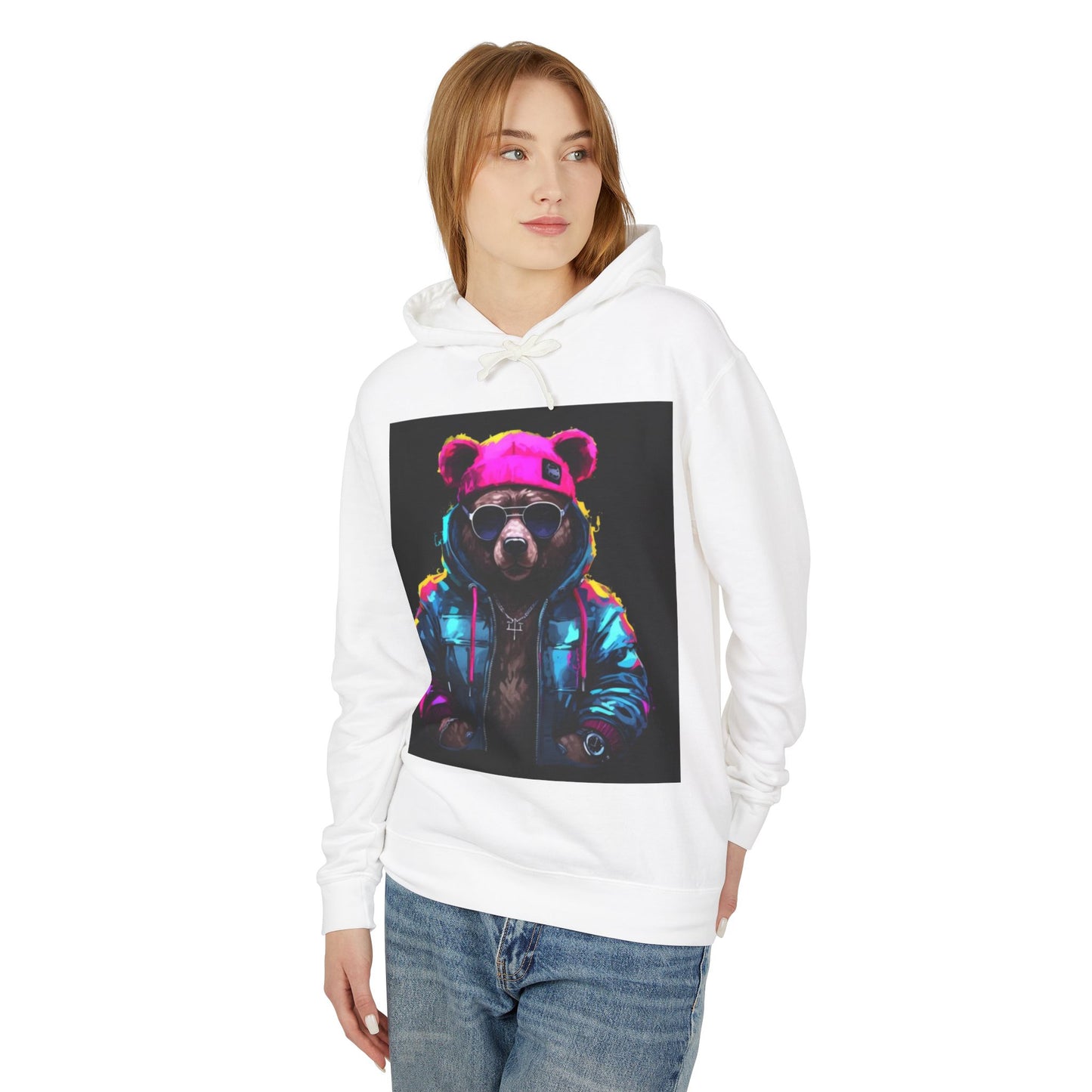 Cool Bear Hoodie - Unisex Lightweight Hooded Sweatshirt with Funky Design