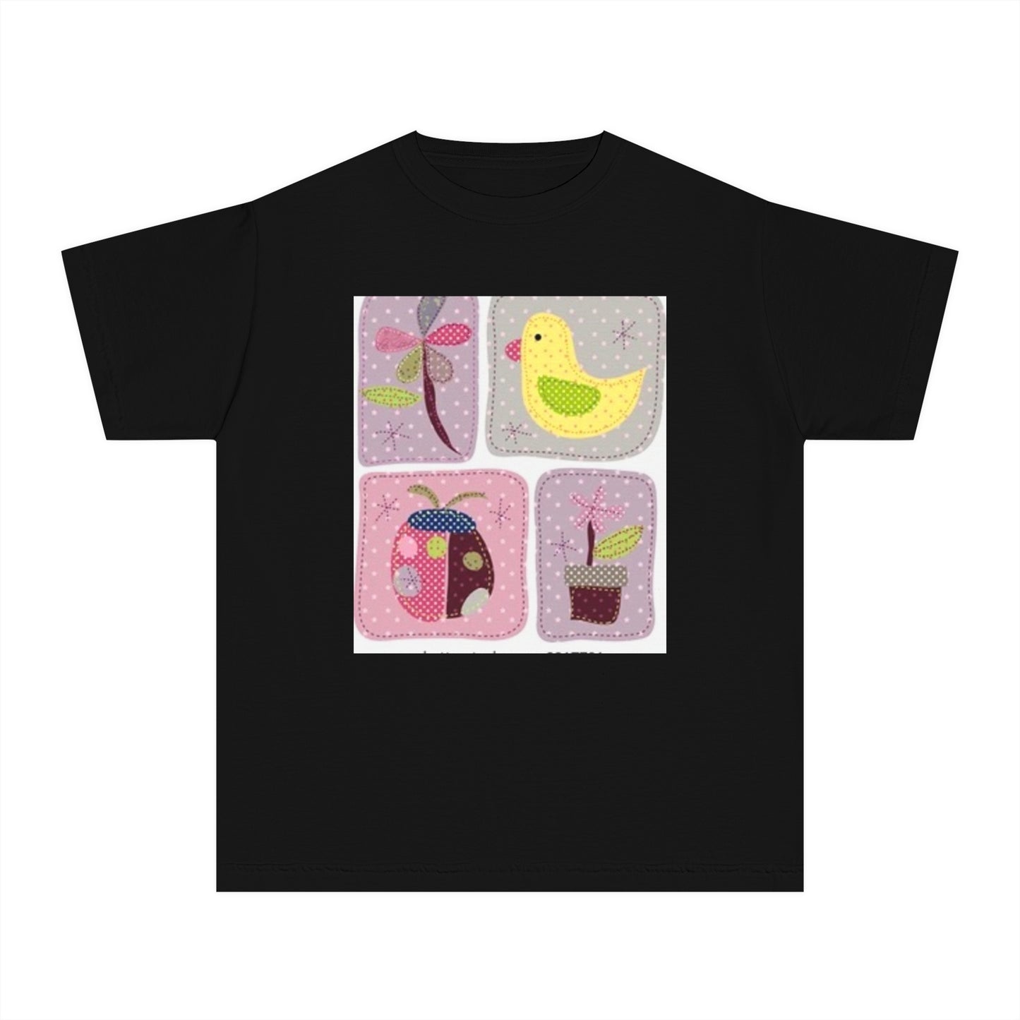 Whimsical Youth Midweight Tee with Cute Bird and Nature Designs