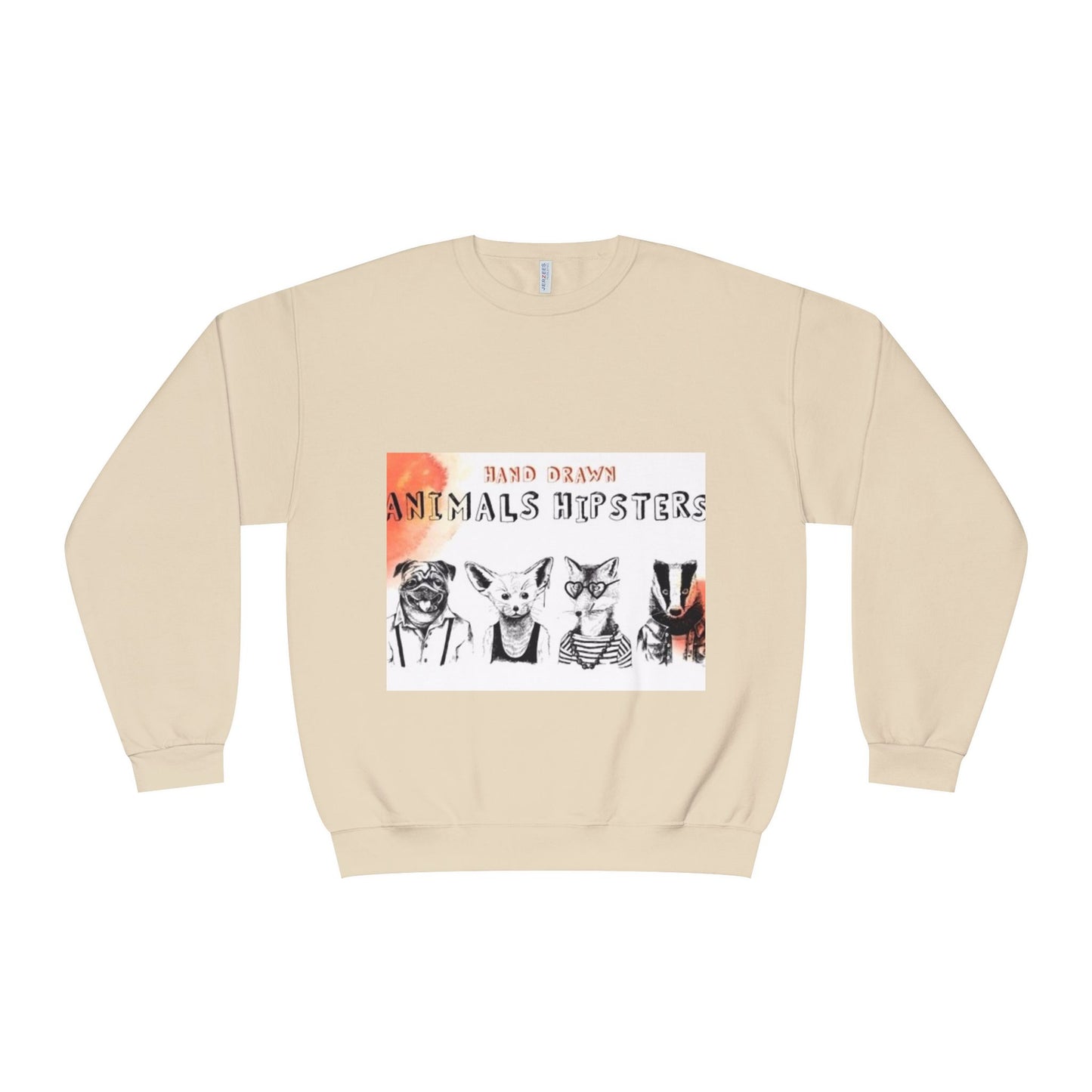 Hand Drawn Animals Hipsters Unisex Crewneck Sweatshirt