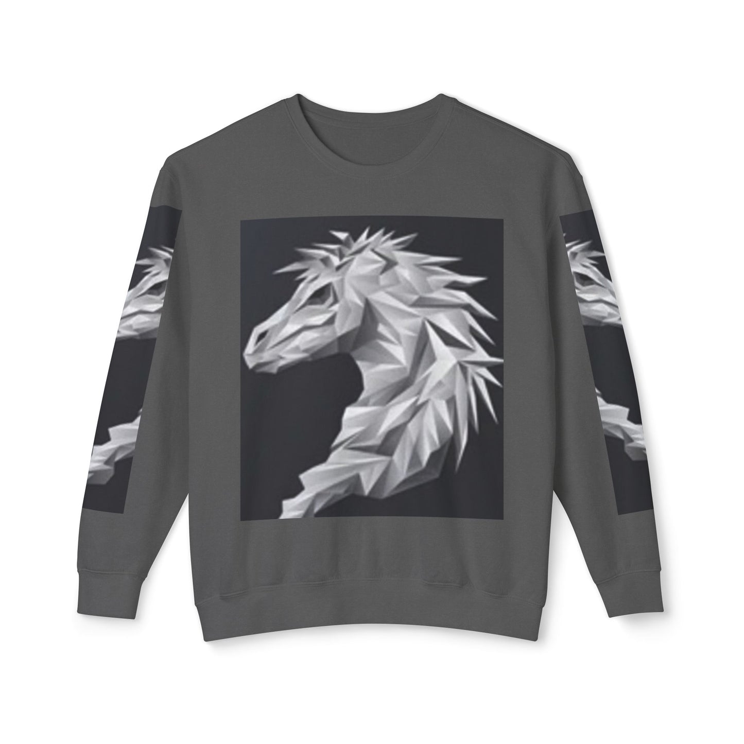 Unisex Lightweight Crewneck Sweatshirt - Stylish Geometric Horse Design