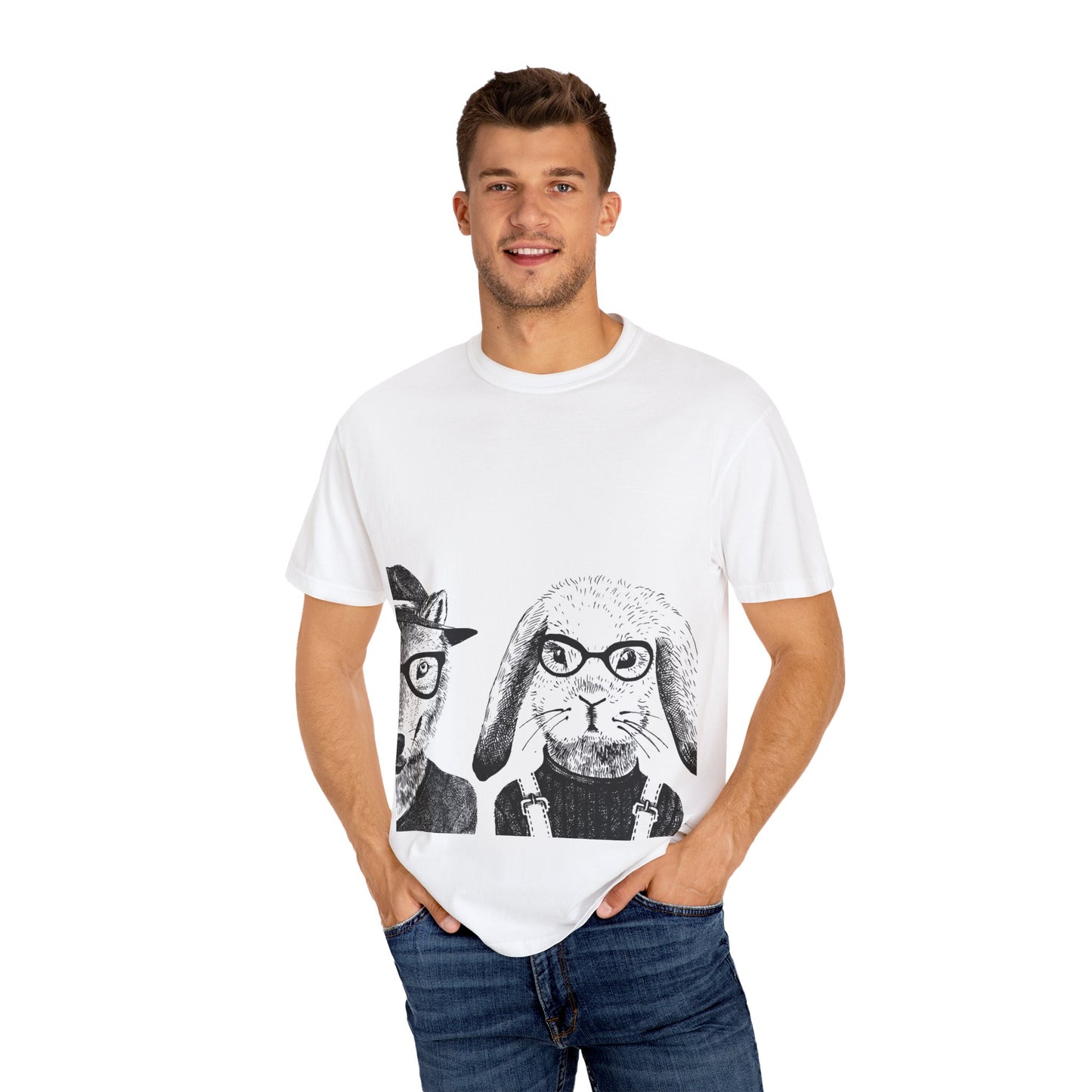 Whimsical Animals Graphic T-Shirt - Cool Fox & Panda Design