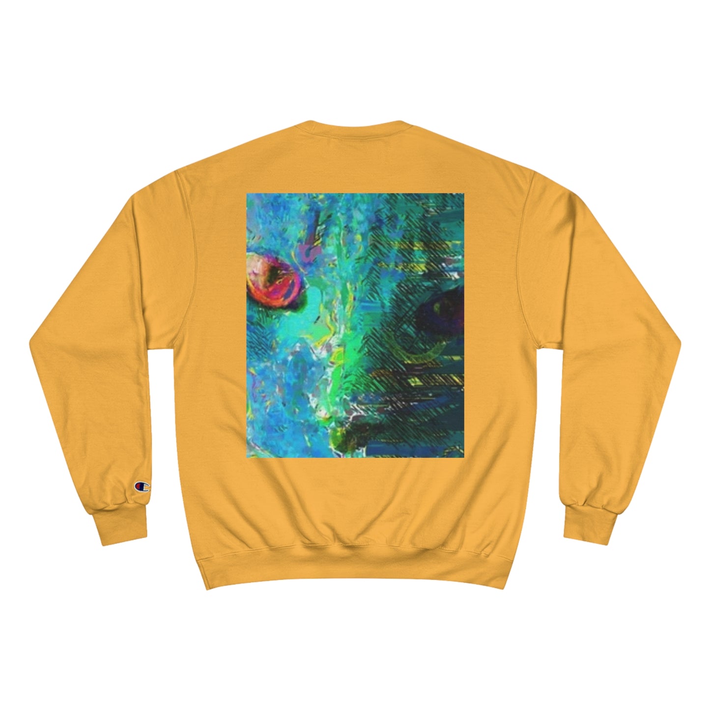 Vibrant Artistic Champion Sweatshirt with Eye Design