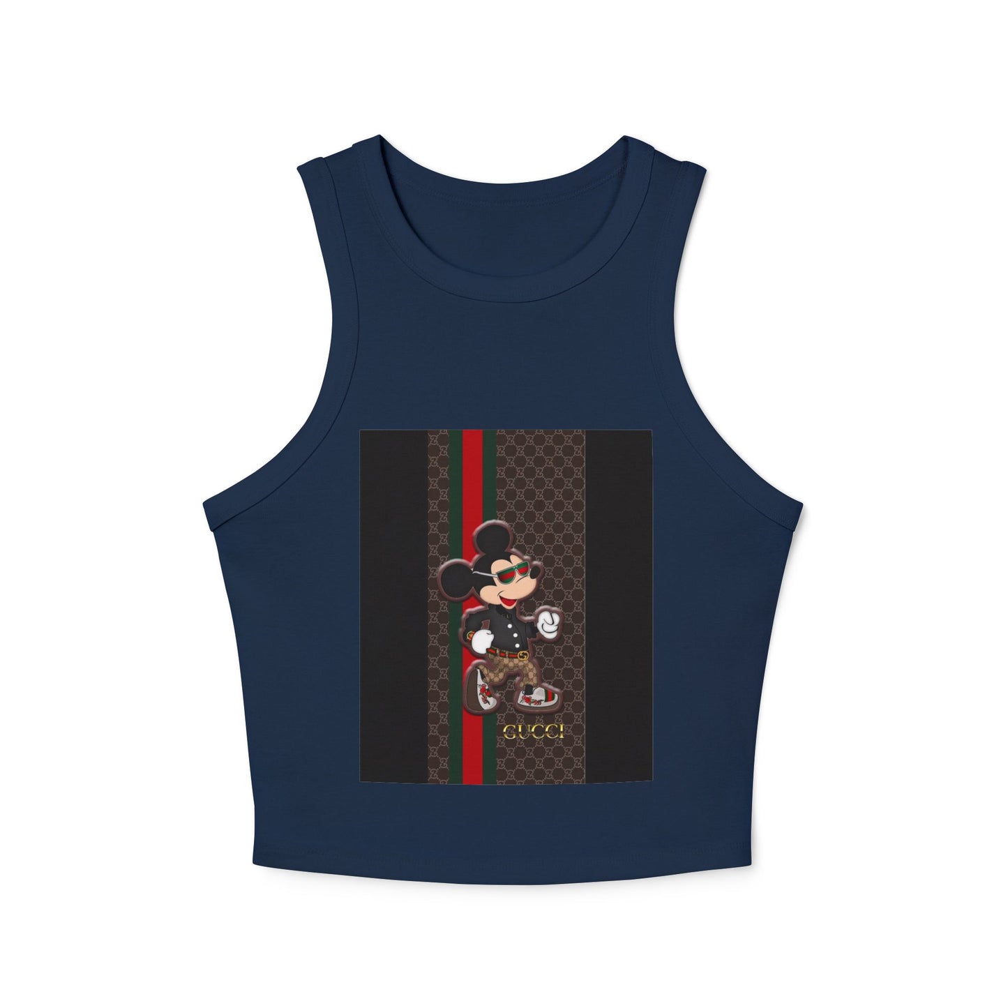 Trendy Women’s Micro Rib Racer Tank Top with Stylish Mickey Design