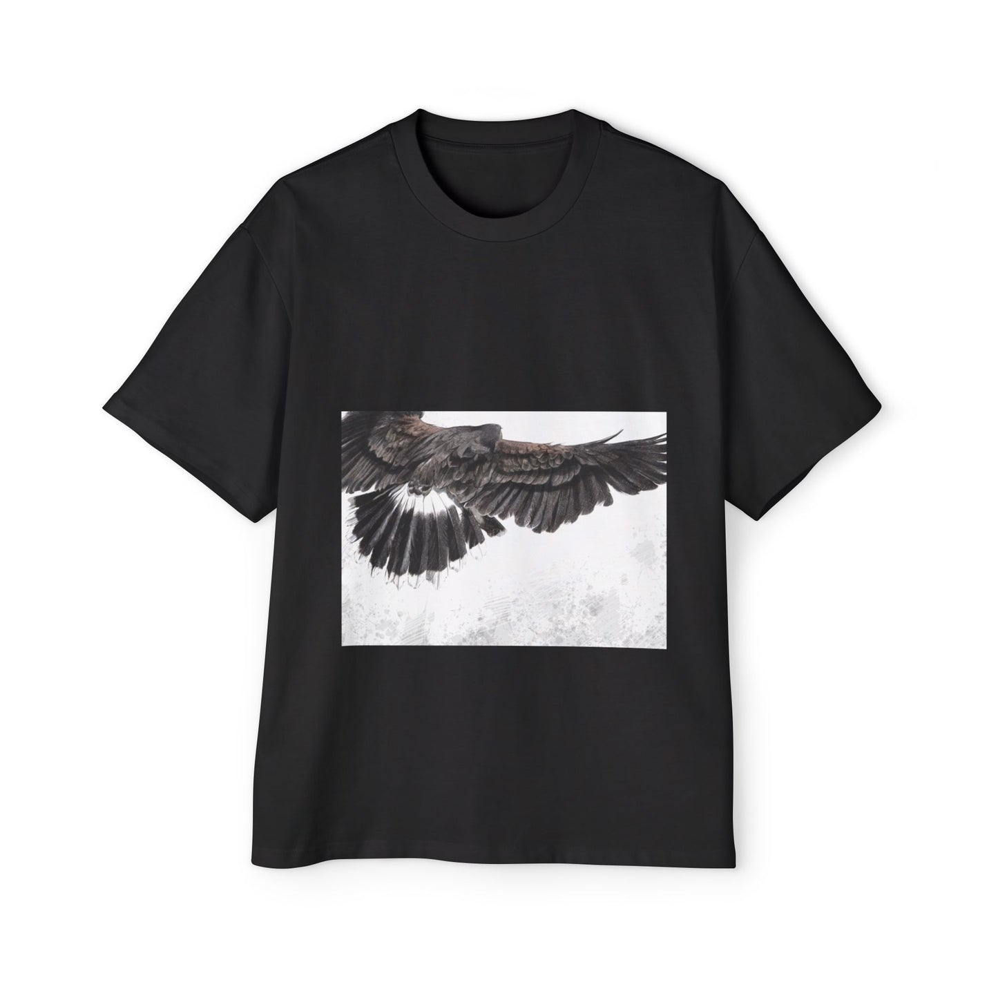 Men's Heavy Oversized Tee - Bold Eagle and Skull Print