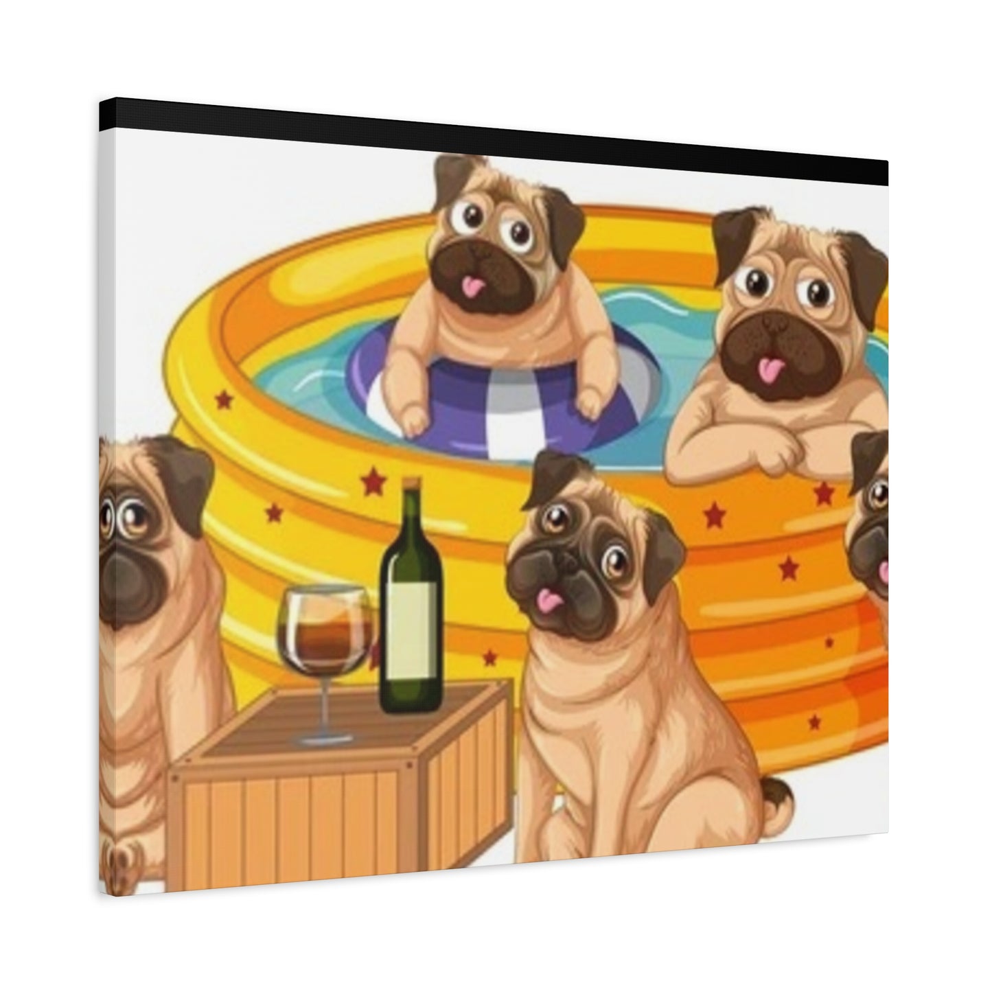 Pug Pool Party Canvas Art - Fun Pet Decor