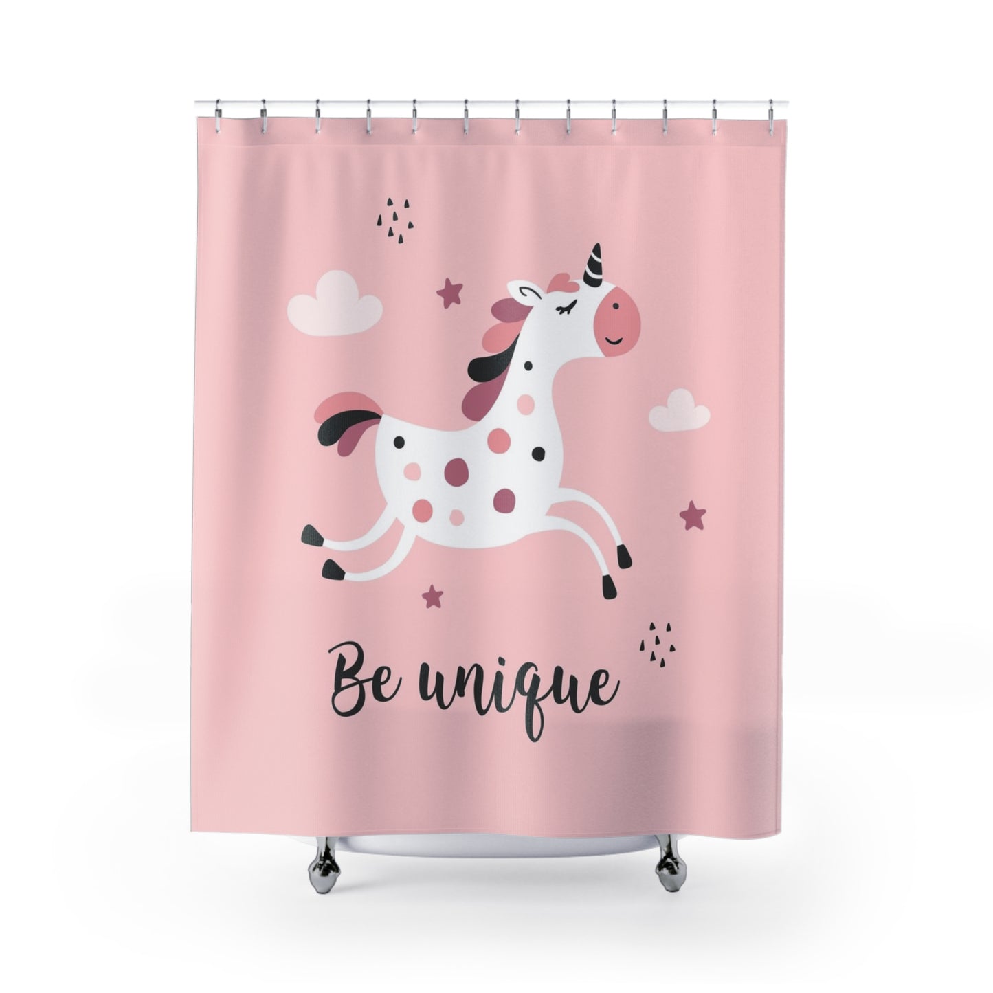 Whimsical Unicorn Shower Curtain - "Be Unique"