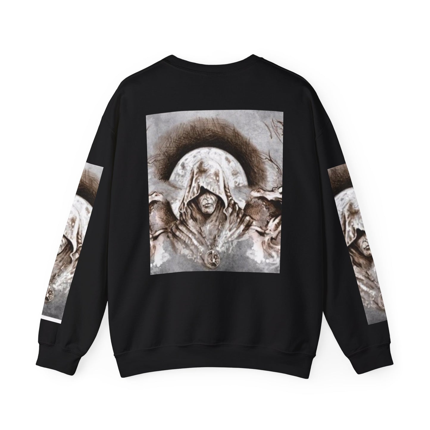 Mystical Hooded Figure Unisex Crewneck Sweatshirt - Fantasy Apparel for Dreamers