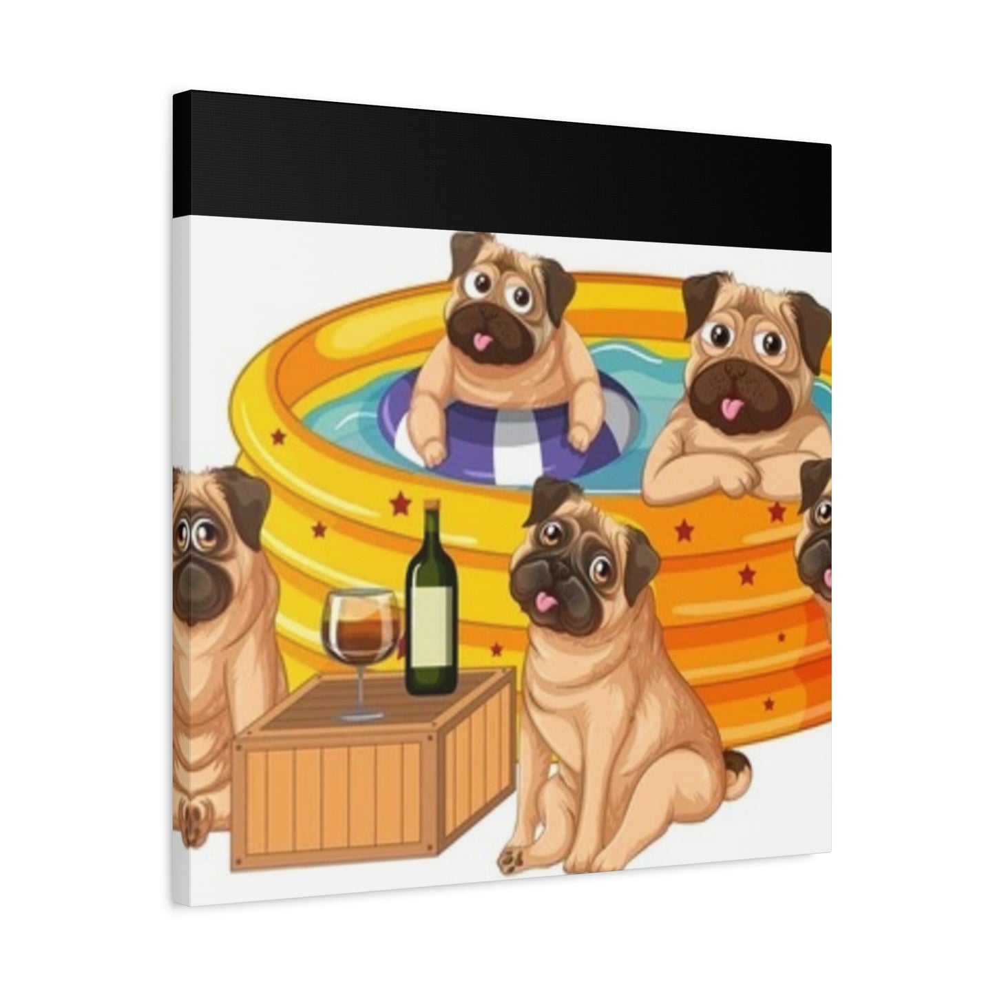 Pug Pool Party Canvas Art - Fun Pet Decor