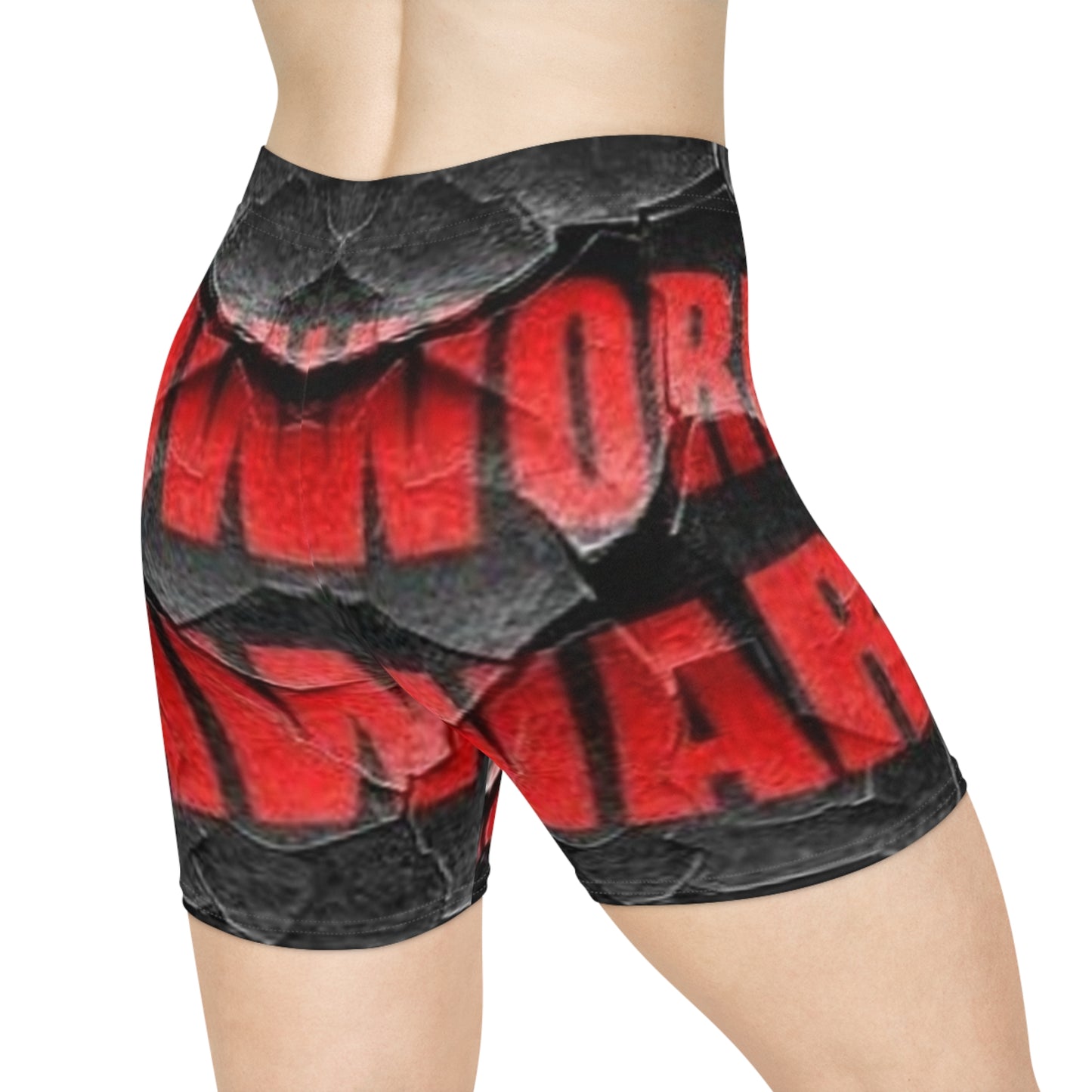 Bold Women's Biker Shorts - 'WORLD WAR' Graphic Design for Active Lifestyle