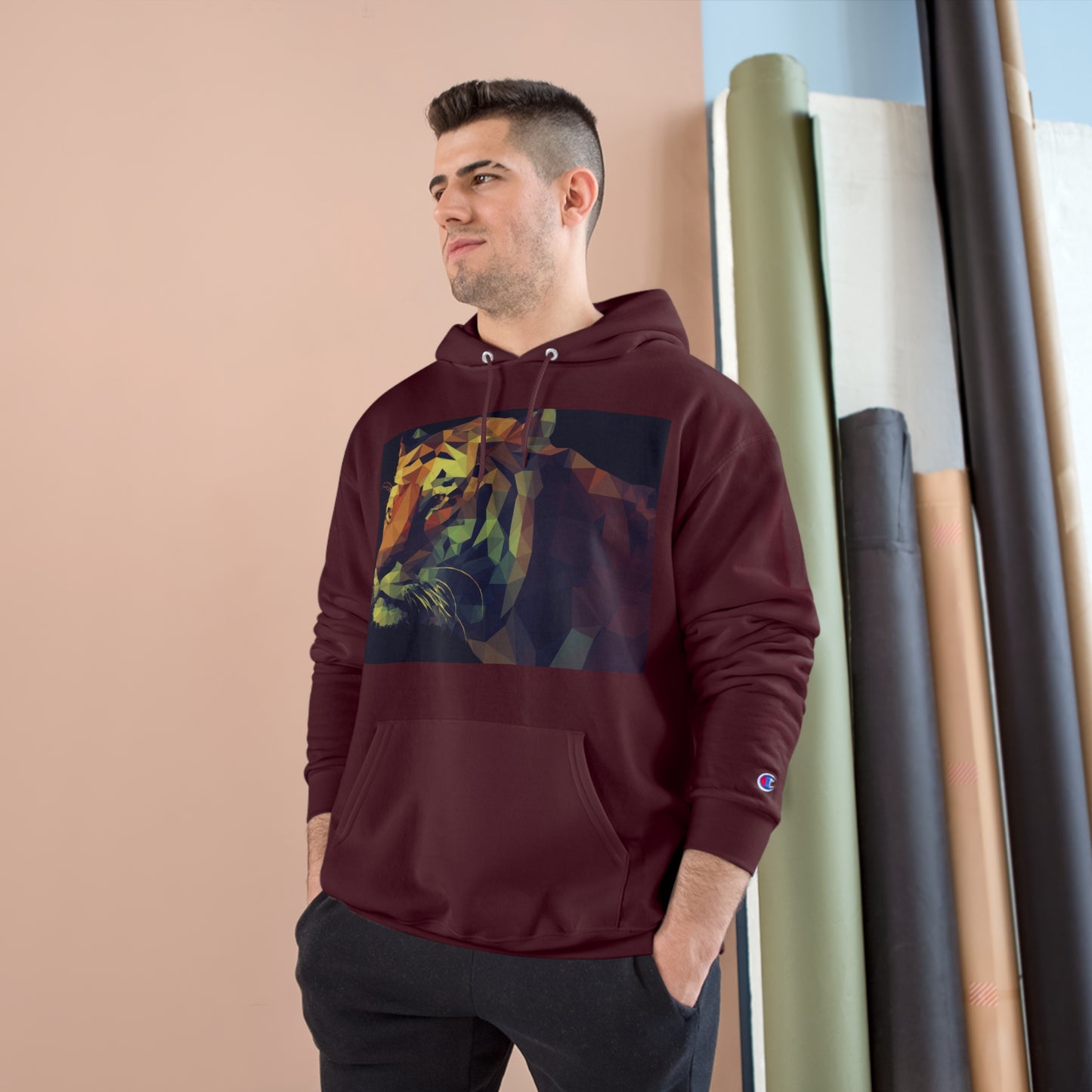 Champion Hoodie with Abstract Tiger Design - Perfect for Animal Lovers