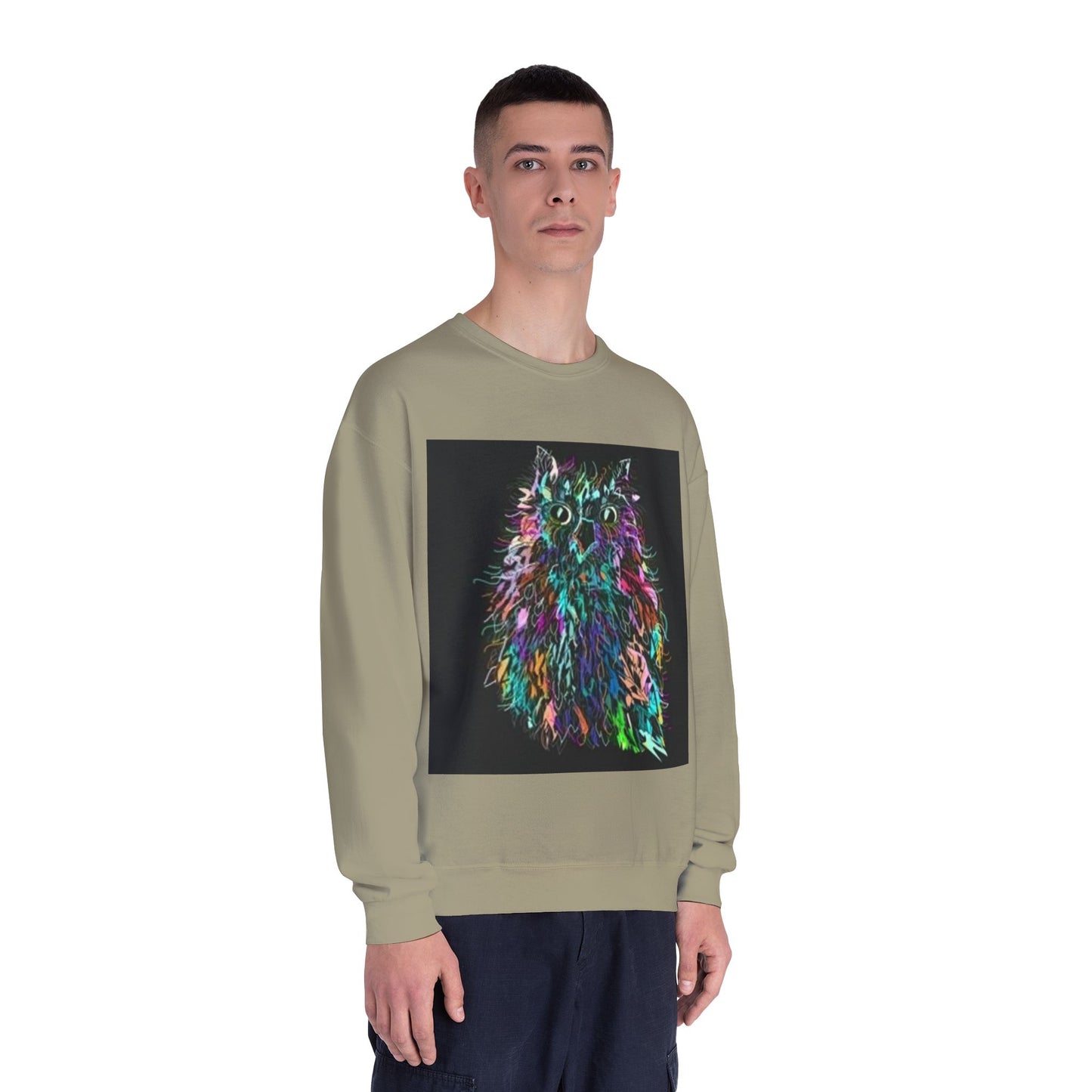 Colorful Cat Graphic Unisex Crewneck Sweatshirt