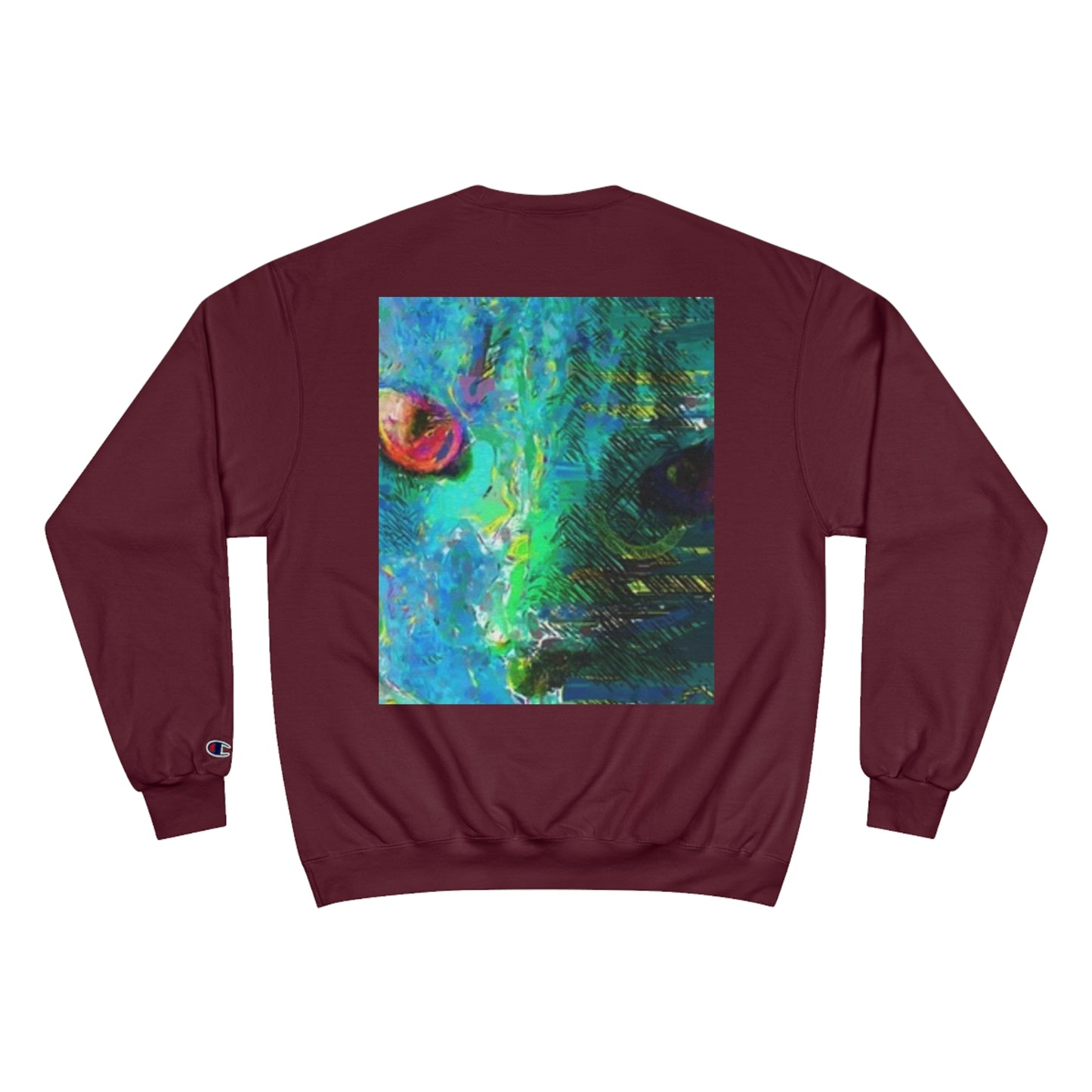 Vibrant Artistic Champion Sweatshirt with Eye Design