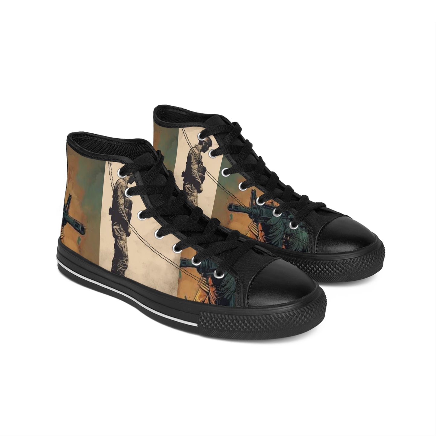 Artistic Women's Classic Sneakers - Unique Graphic High Tops for Stylish Expression