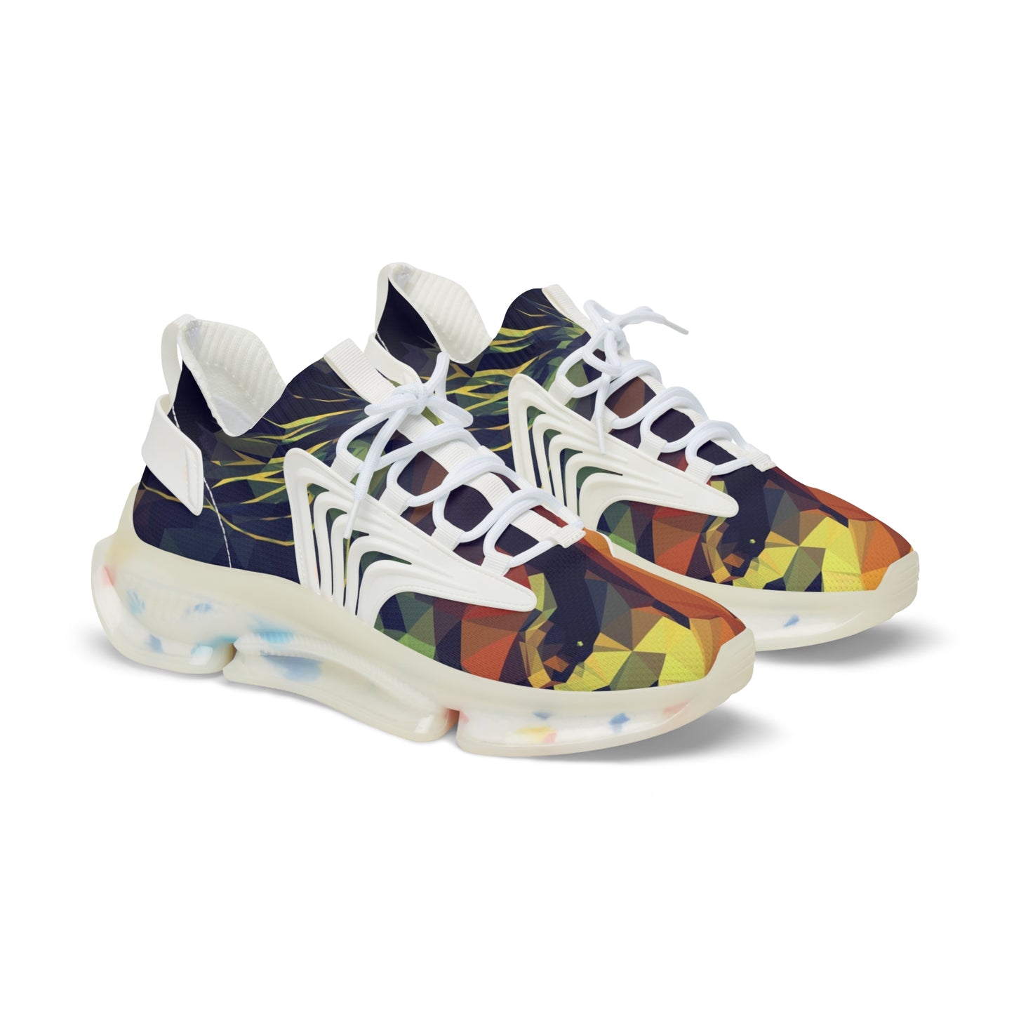 Vibrant Geometric Men's Mesh Sneakers - Colorful & Comfortable Sports Footwear