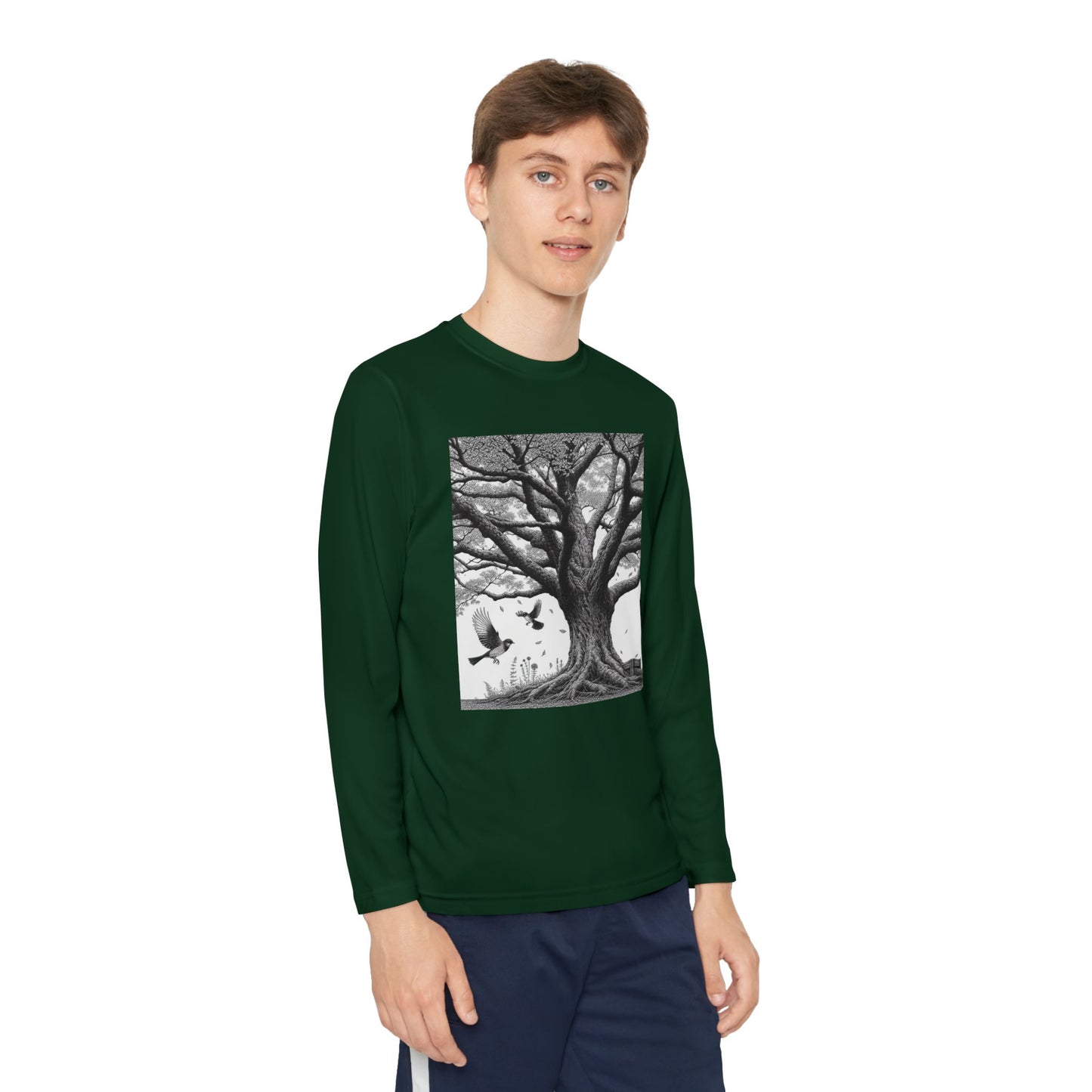 Youth Long Sleeve Tree Graphic Tee - Nature Inspired Design