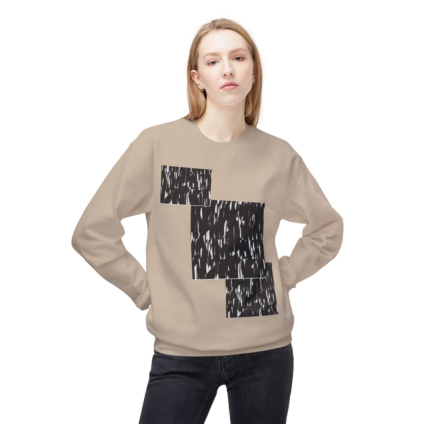 Modern Abstract Fleece Crewneck Sweatshirt - Cozy Unisex Apparel