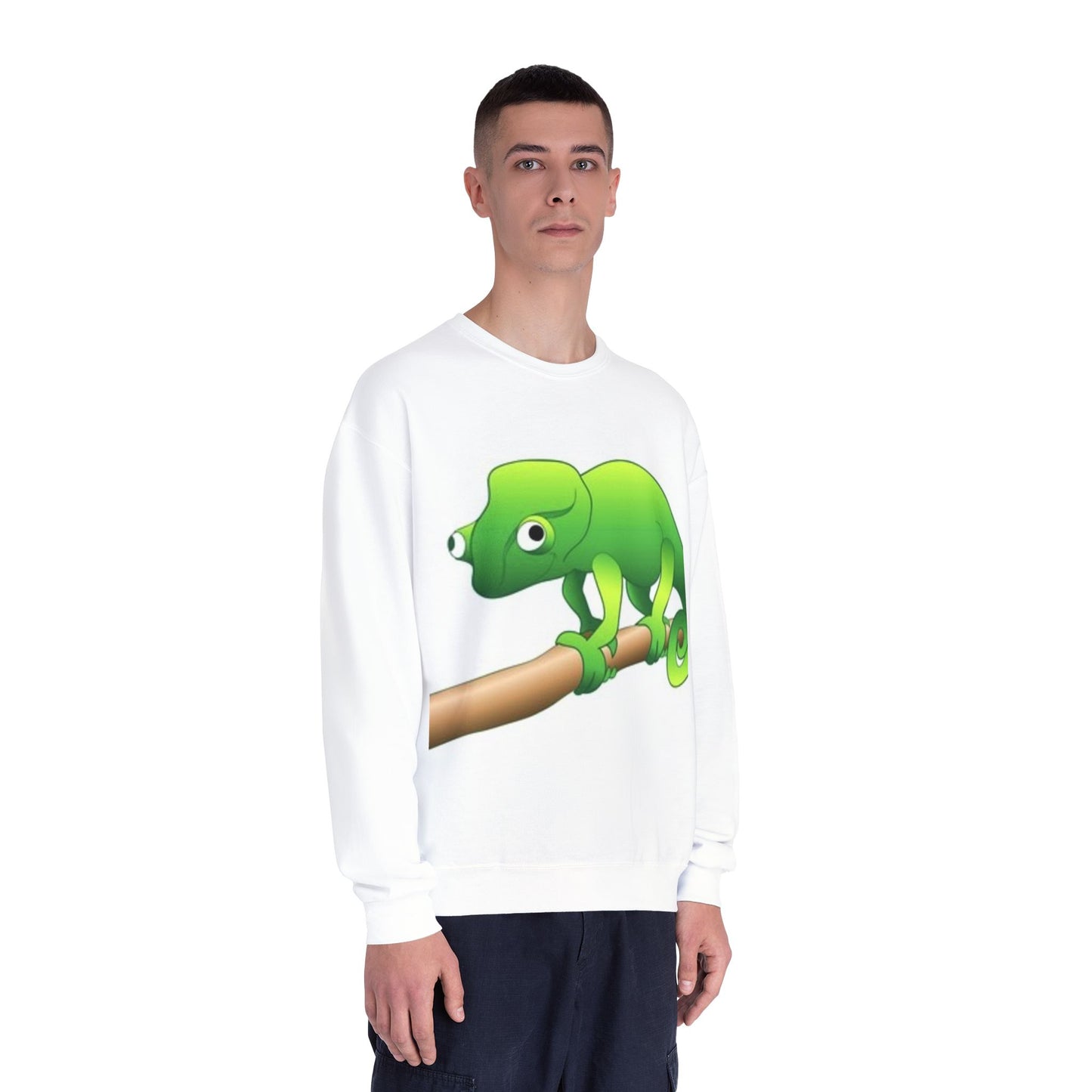 Charming Green Chameleon Sweatshirt - Cozy Unisex Crewneck for Nature Lovers