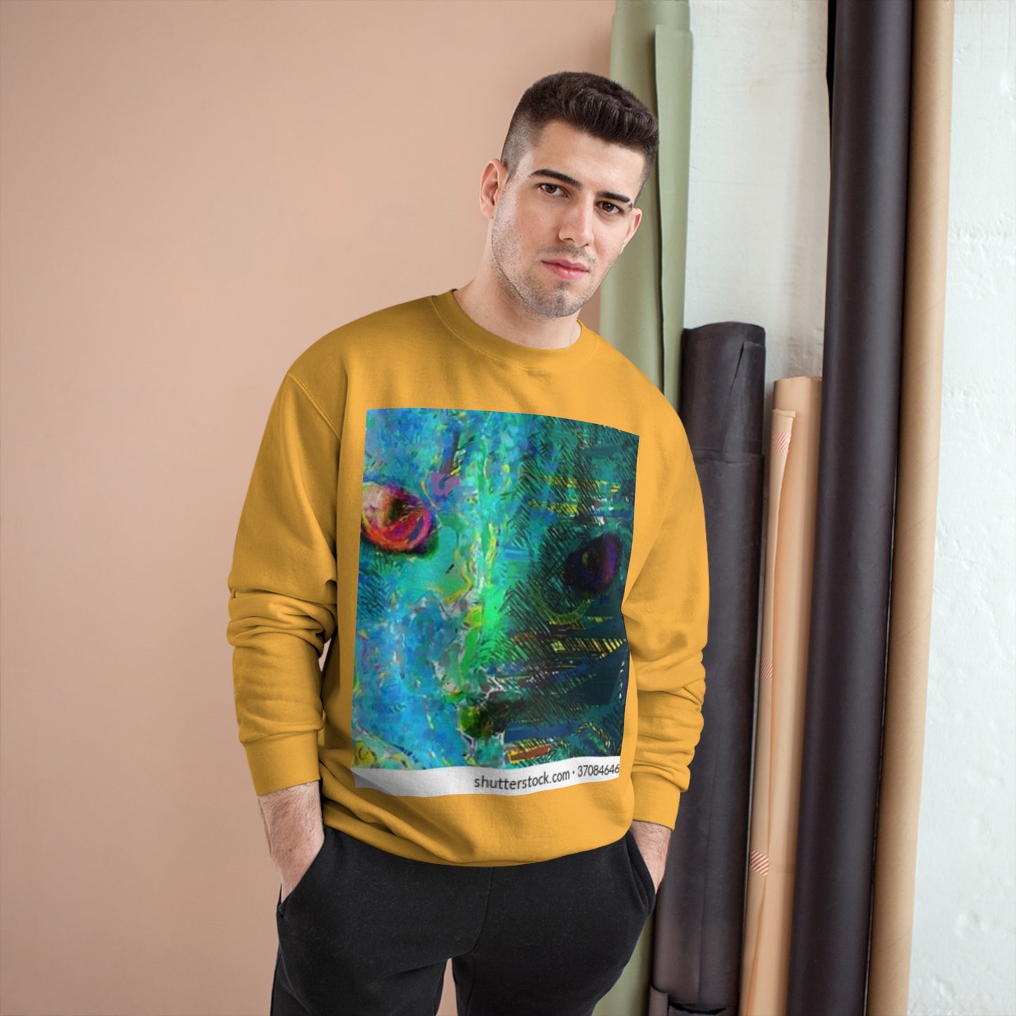 Vibrant Artistic Champion Sweatshirt with Eye Design