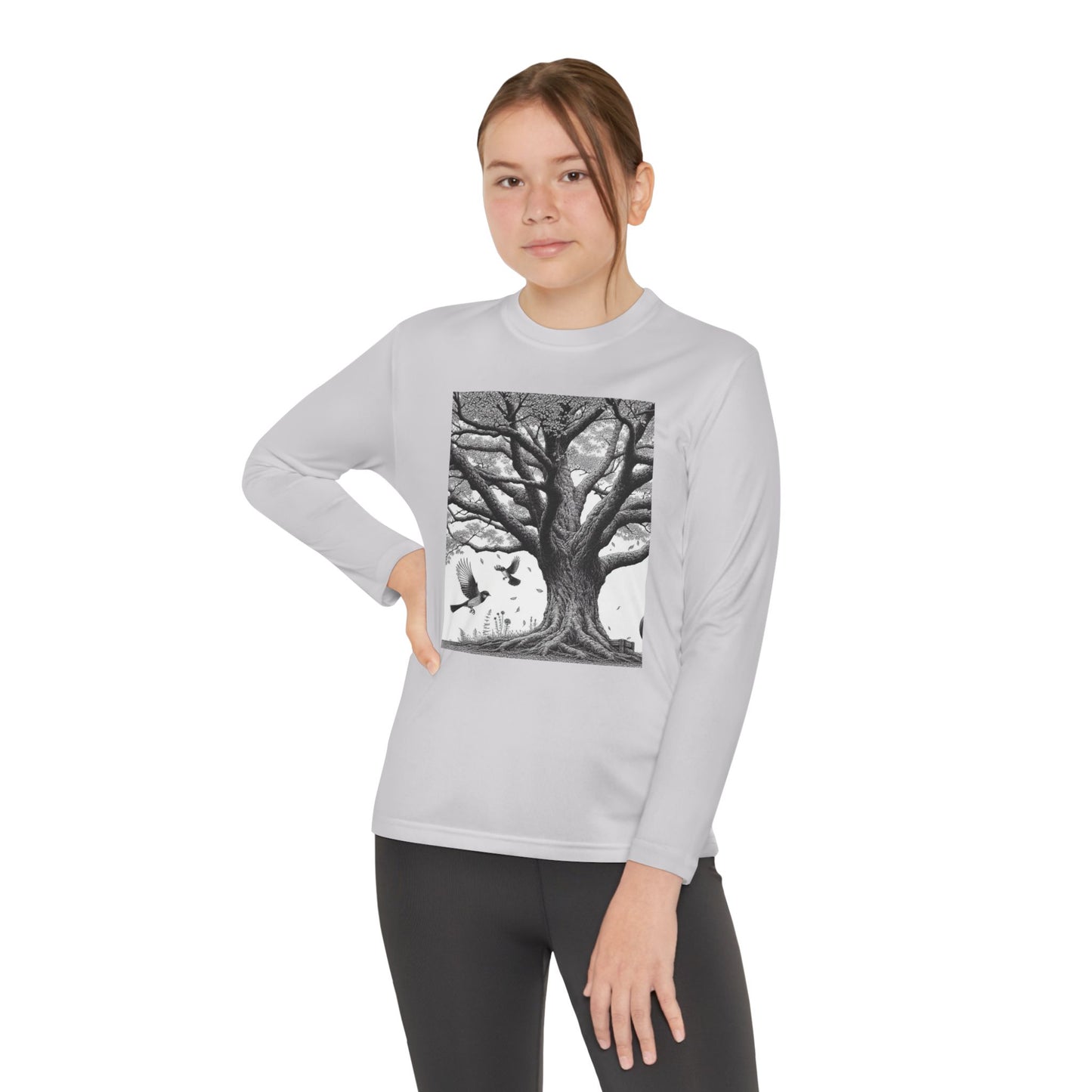 Youth Long Sleeve Tree Graphic Tee - Nature Inspired Design