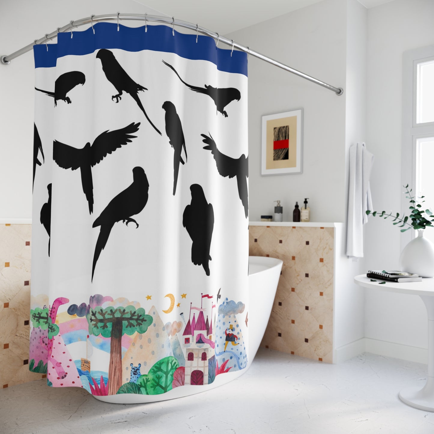 Whimsical Bird Shower Curtain – Enchanting Nature Decor for Bathrooms