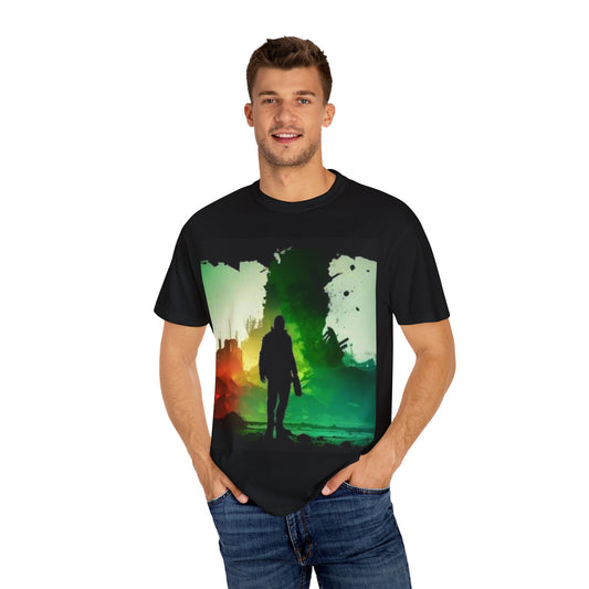 Vintage-Inspired Unisex Garment-Dyed T-Shirt with Artistic Print