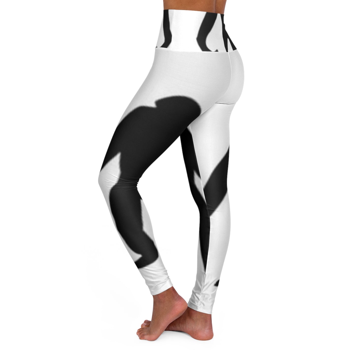 Stylish High Waisted Yoga Leggings with Monochrome Print