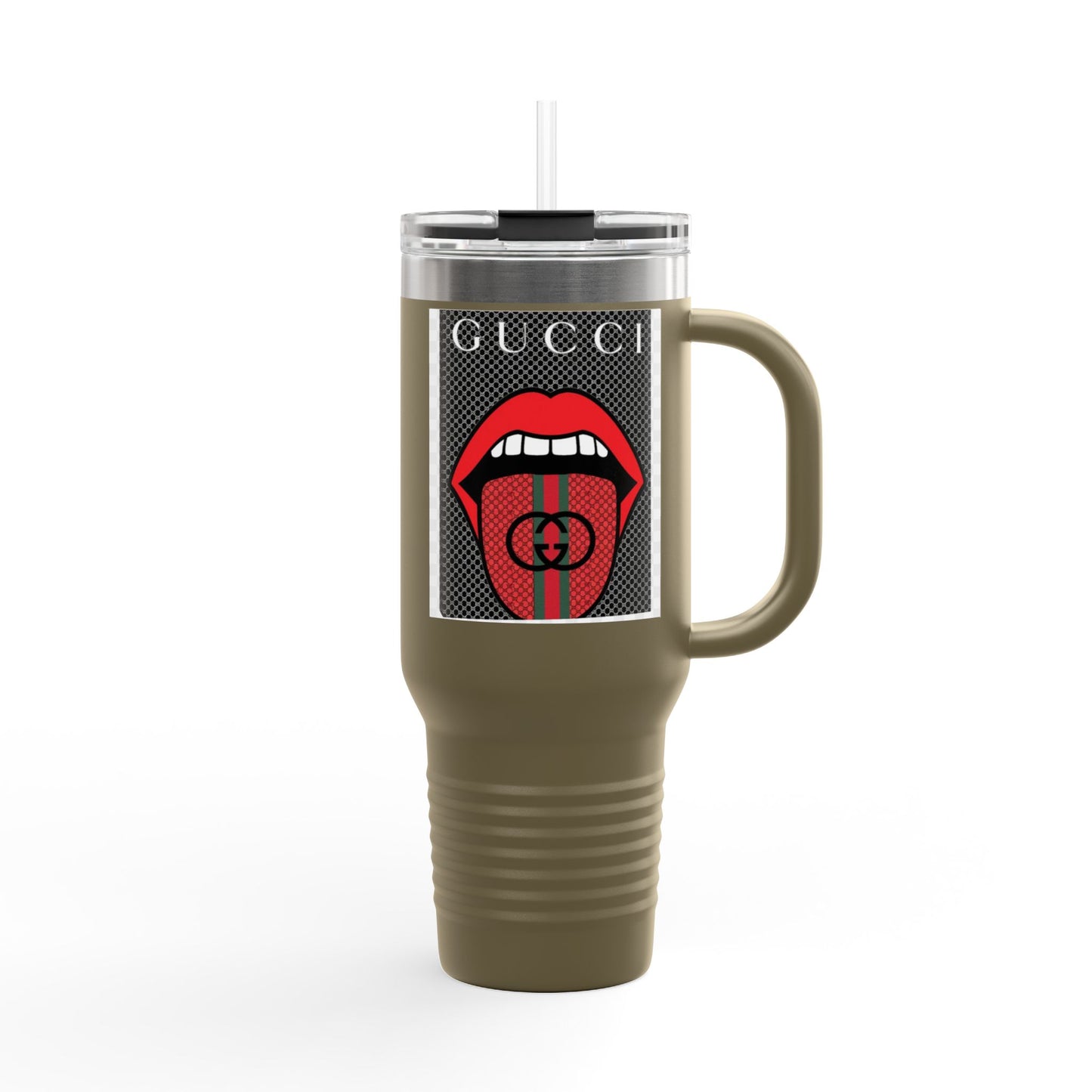 Gucci Style Insulated Travel Mug - 40oz with Iconic Lip Design