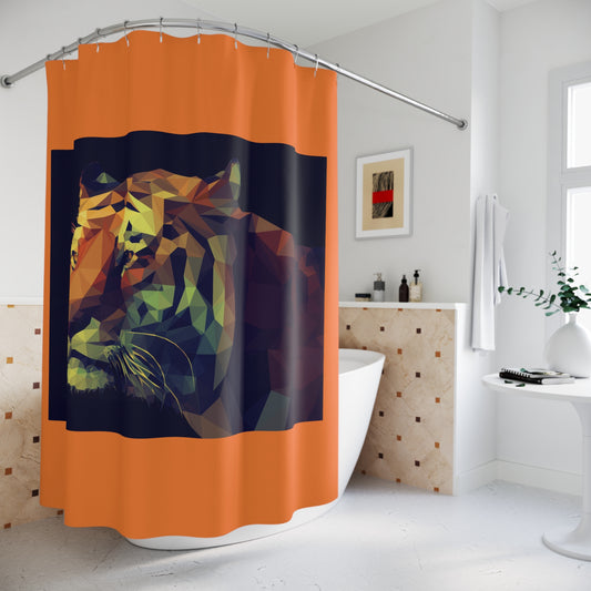 Colorful Geometric Tiger Shower Curtain - Vibrant Bathroom Décor for Animal Lovers